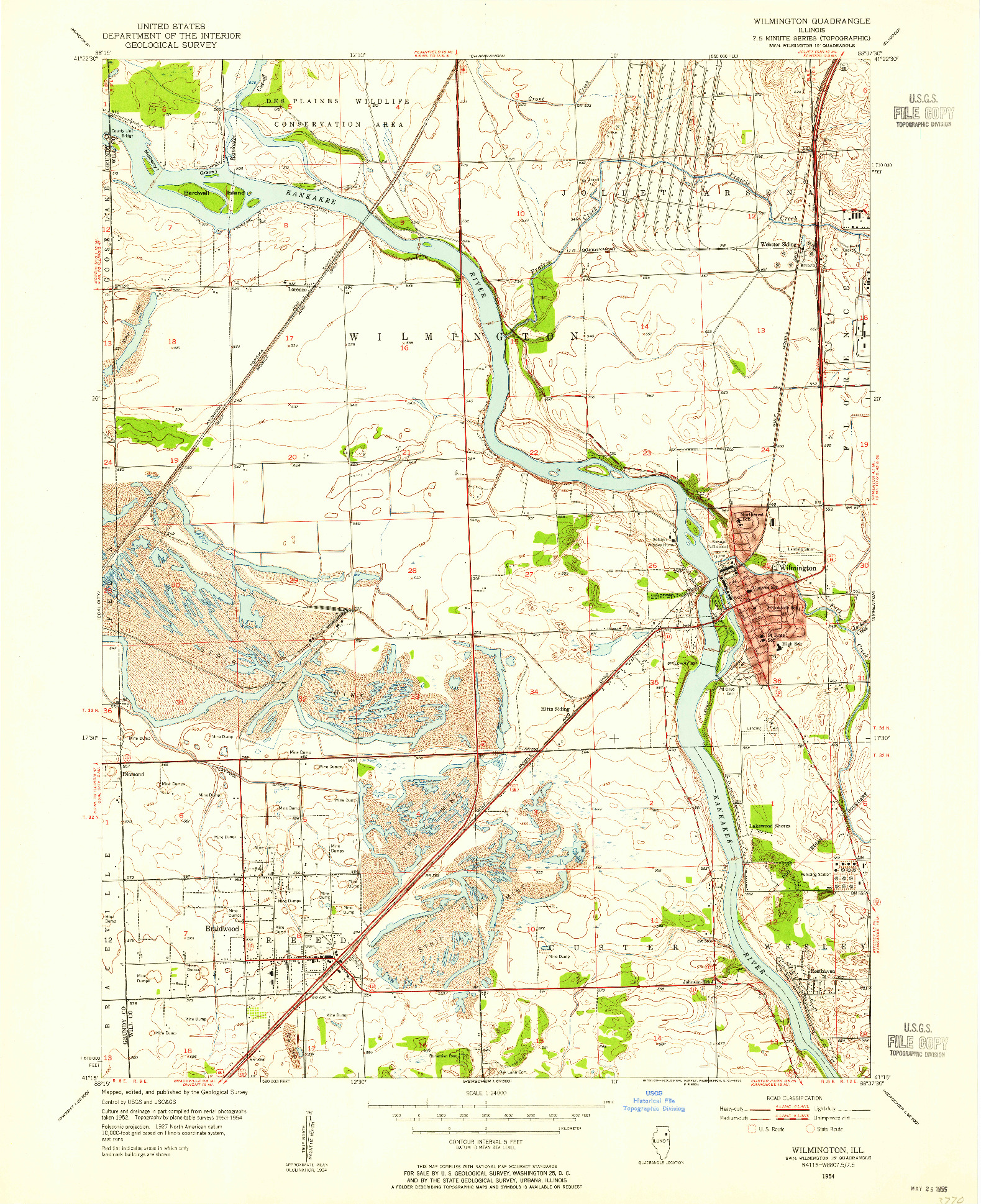 USGS 1:24000-SCALE QUADRANGLE FOR WILMINGTON, IL 1954