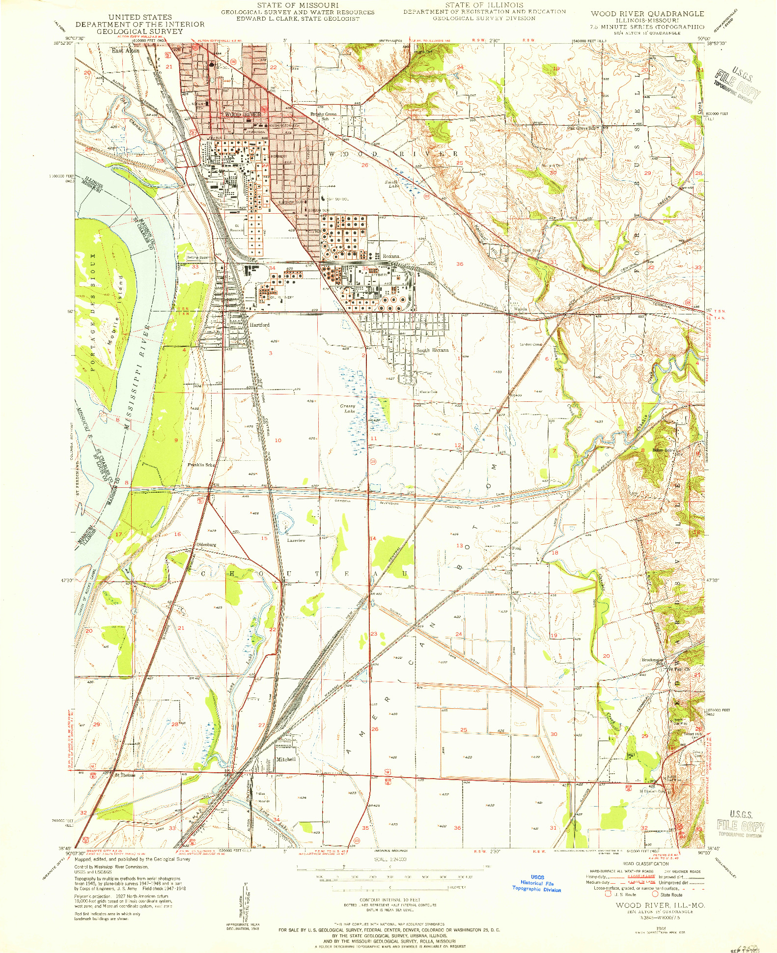 USGS 1:24000-SCALE QUADRANGLE FOR WOOD RIVER, IL 1948