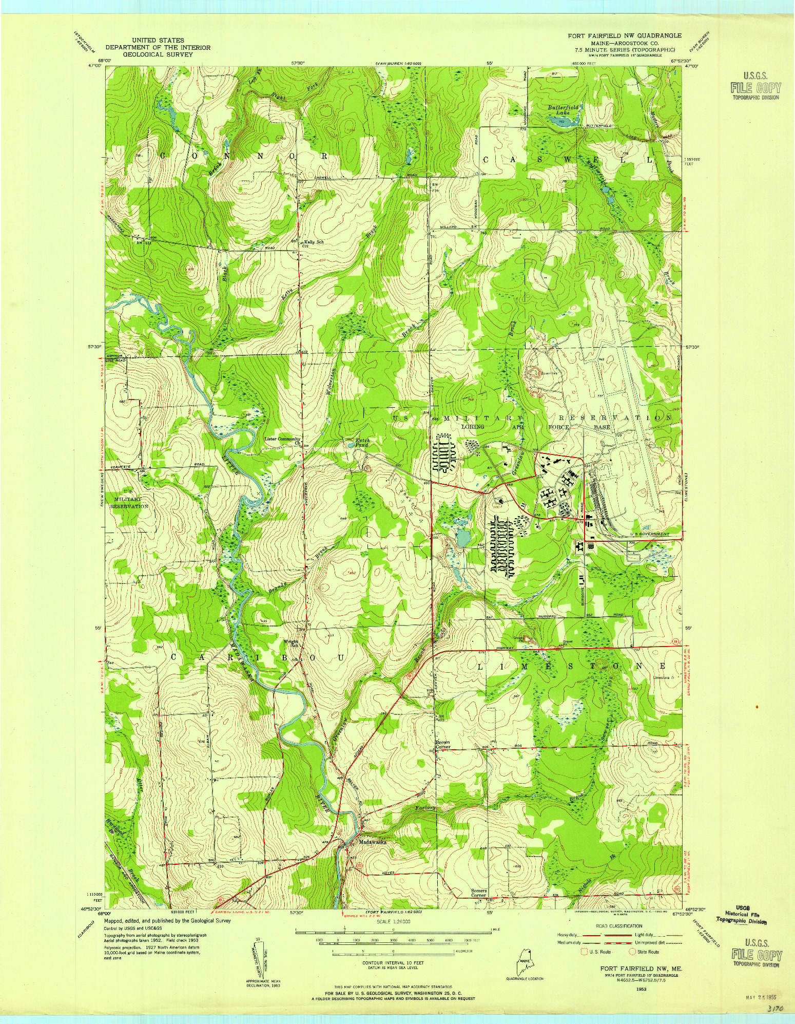 USGS 1:24000-SCALE QUADRANGLE FOR FORT FAIRFIELD NW, ME 1953