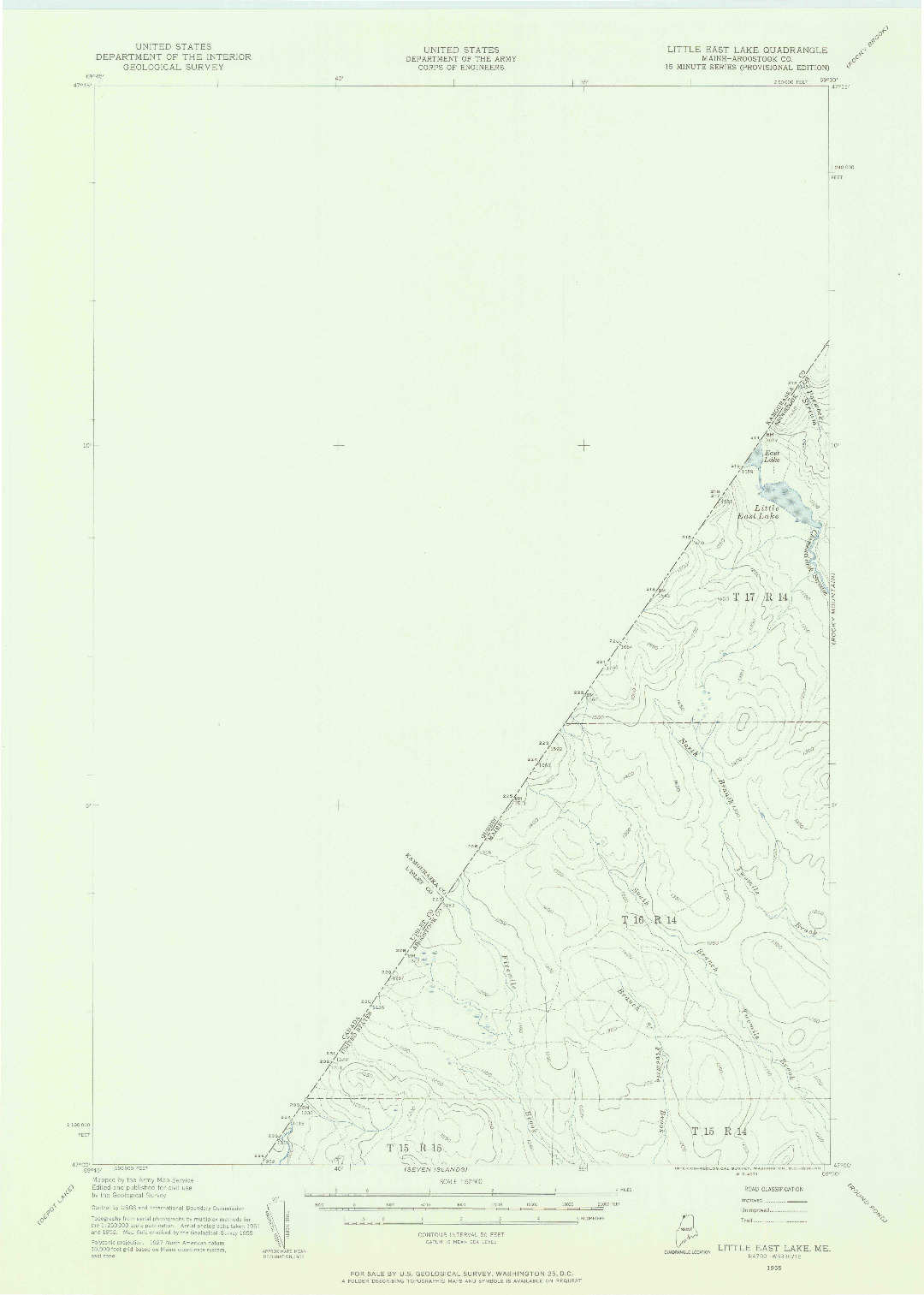 USGS 1:62500-SCALE QUADRANGLE FOR LITTLE EAST LAKE, ME 1955