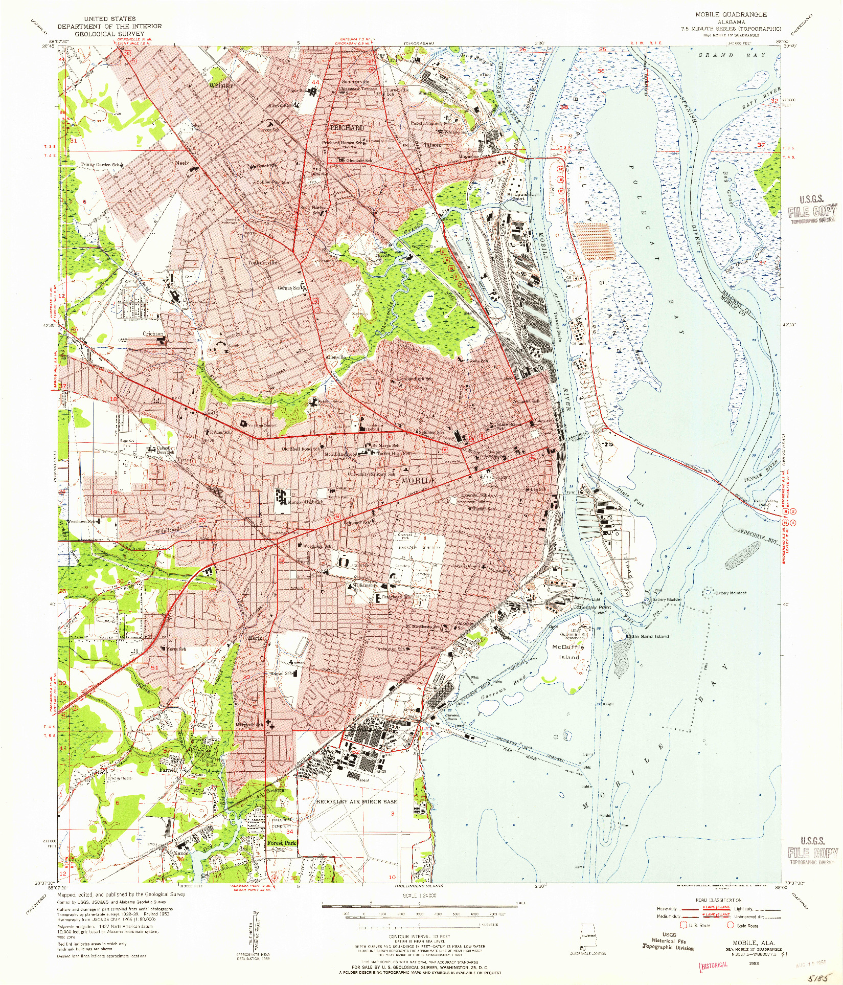 USGS 1:24000-SCALE QUADRANGLE FOR MOBILE, AL 1953