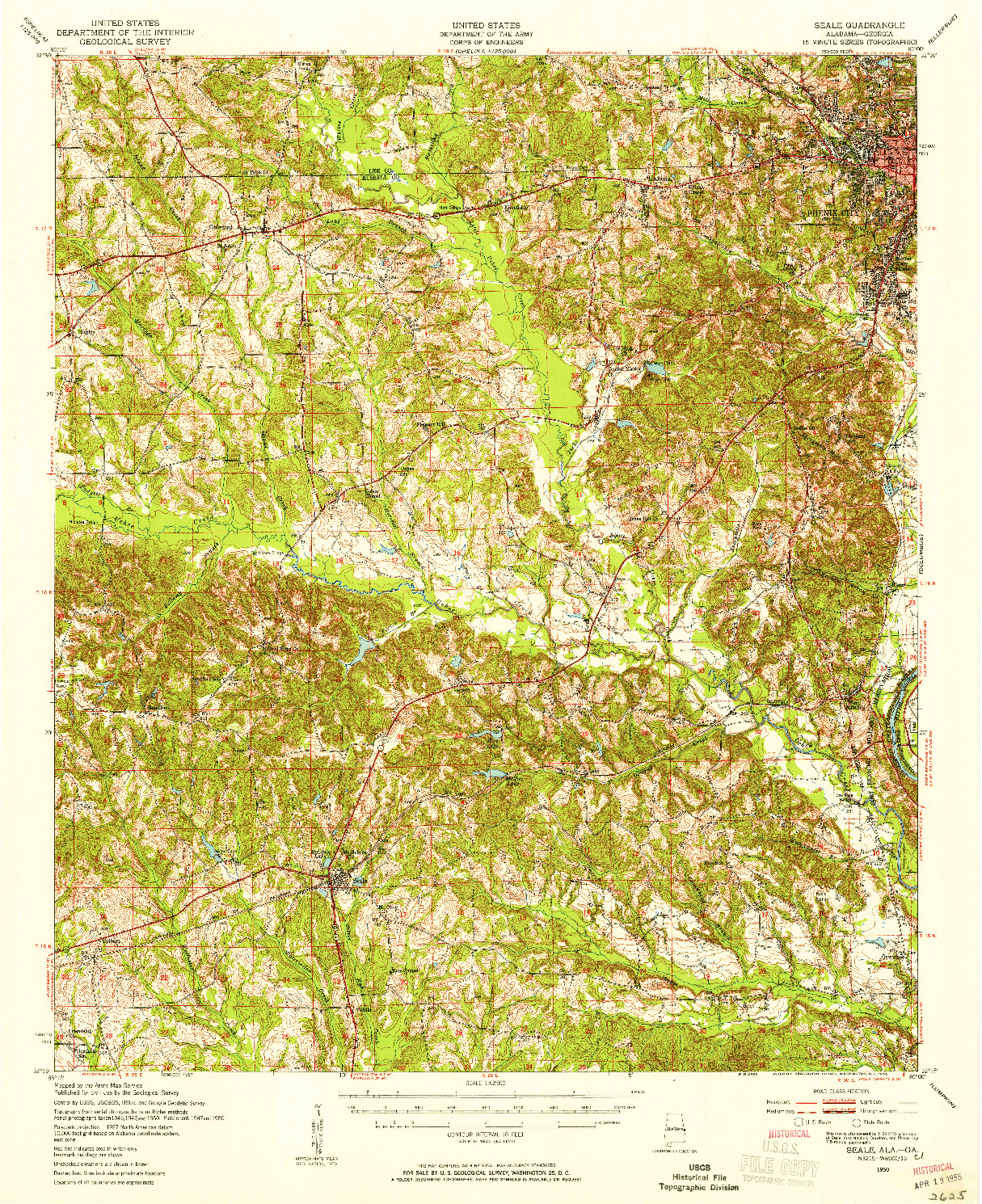 USGS 1:62500-SCALE QUADRANGLE FOR SEALE, AL 1950