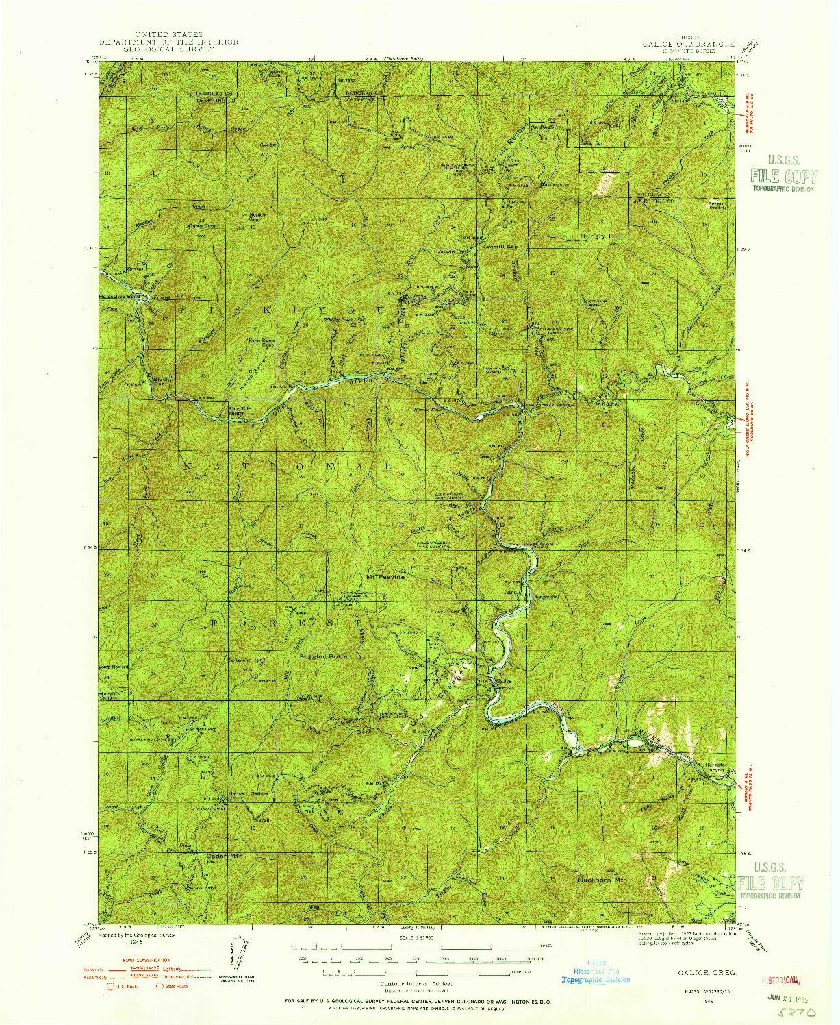 USGS 1:62500-SCALE QUADRANGLE FOR GALICE, OR 1946