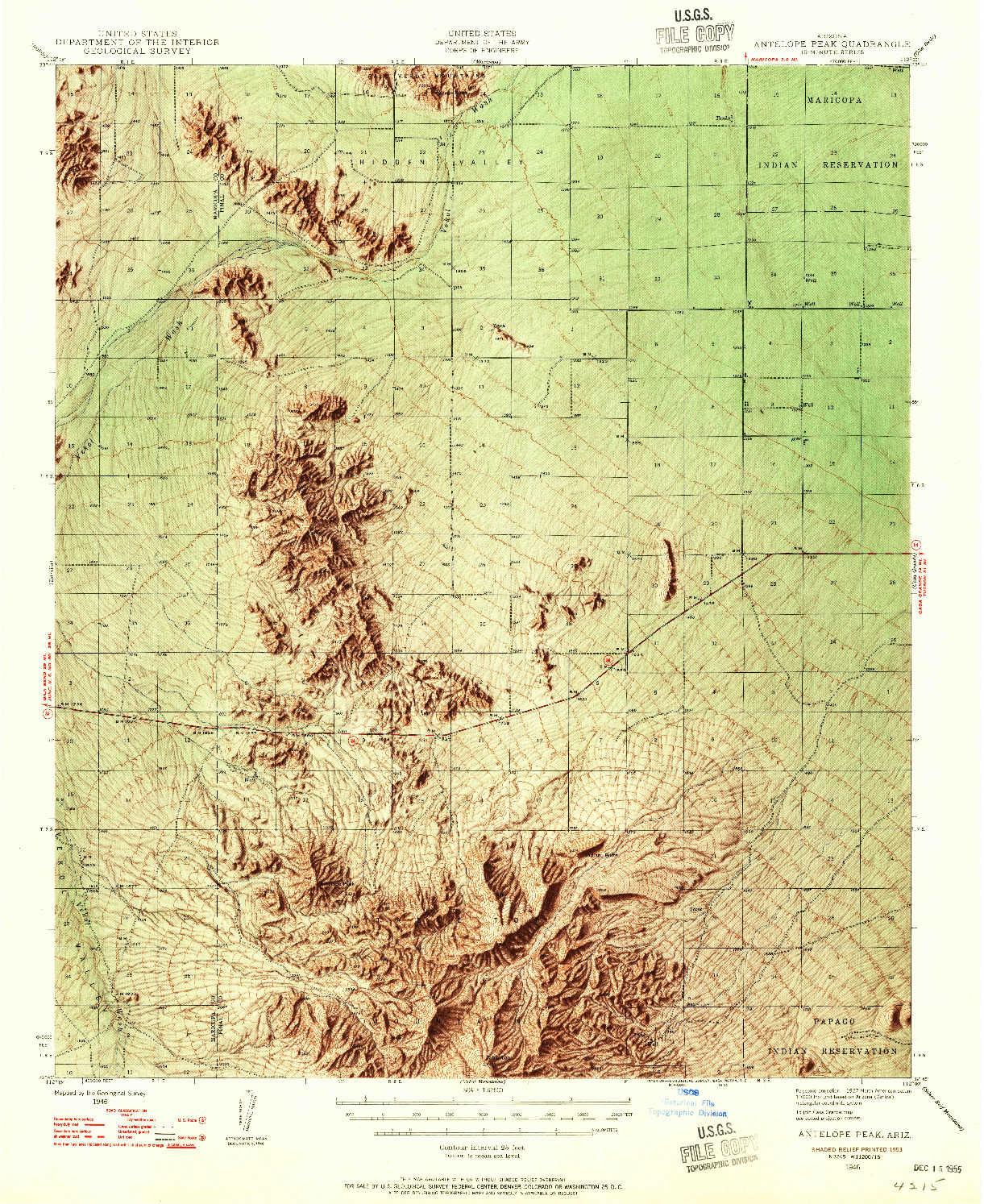 USGS 1:62500-SCALE QUADRANGLE FOR ANTELOPE PEAK, AZ 1946