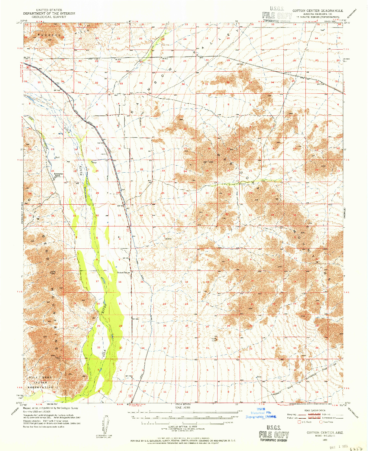 USGS 1:62500-SCALE QUADRANGLE FOR COTTON CENTER, AZ 1951