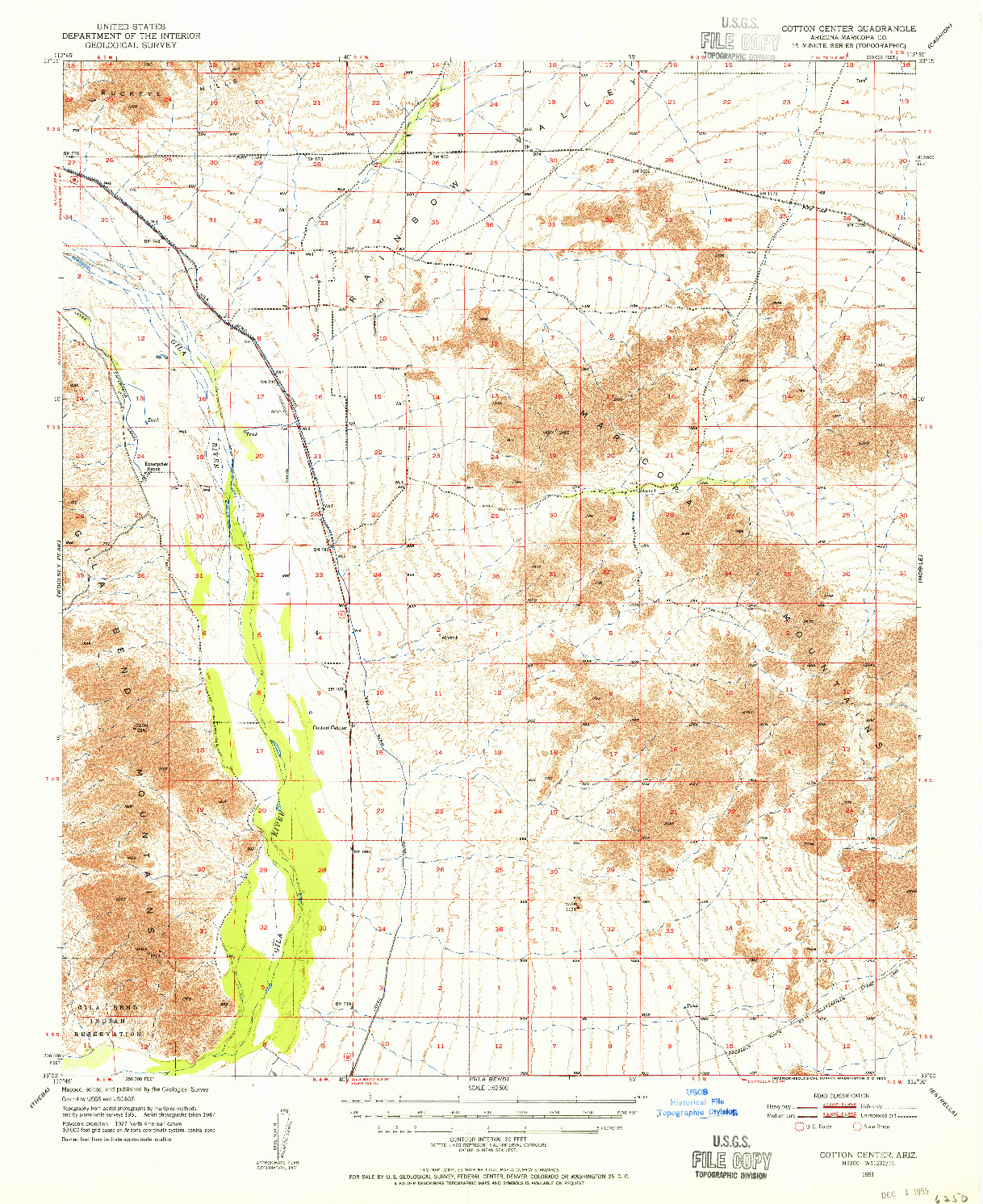 USGS 1:62500-SCALE QUADRANGLE FOR COTTON CENTER, AZ 1951