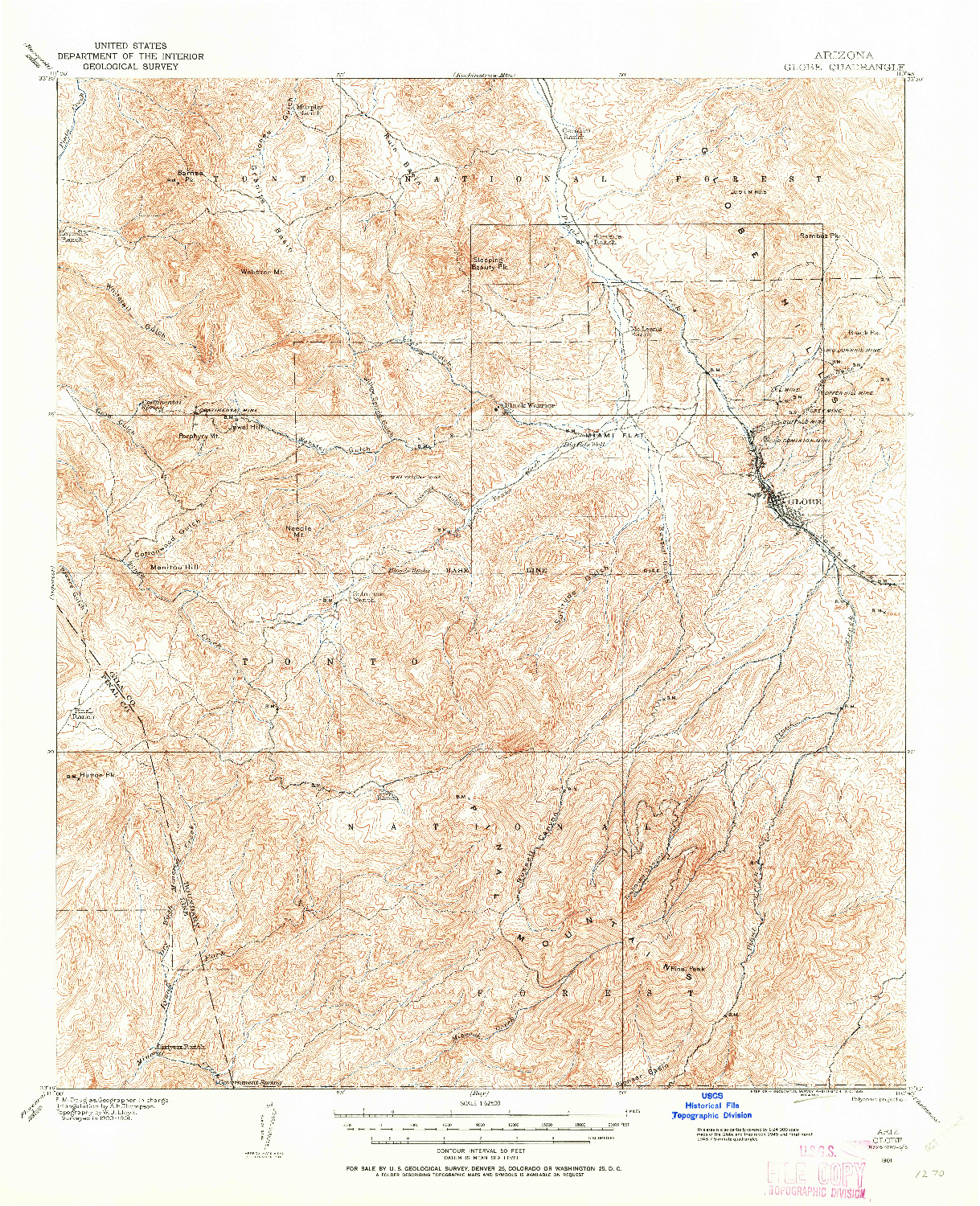 USGS 1:62500-SCALE QUADRANGLE FOR GLOBE, AZ 1901