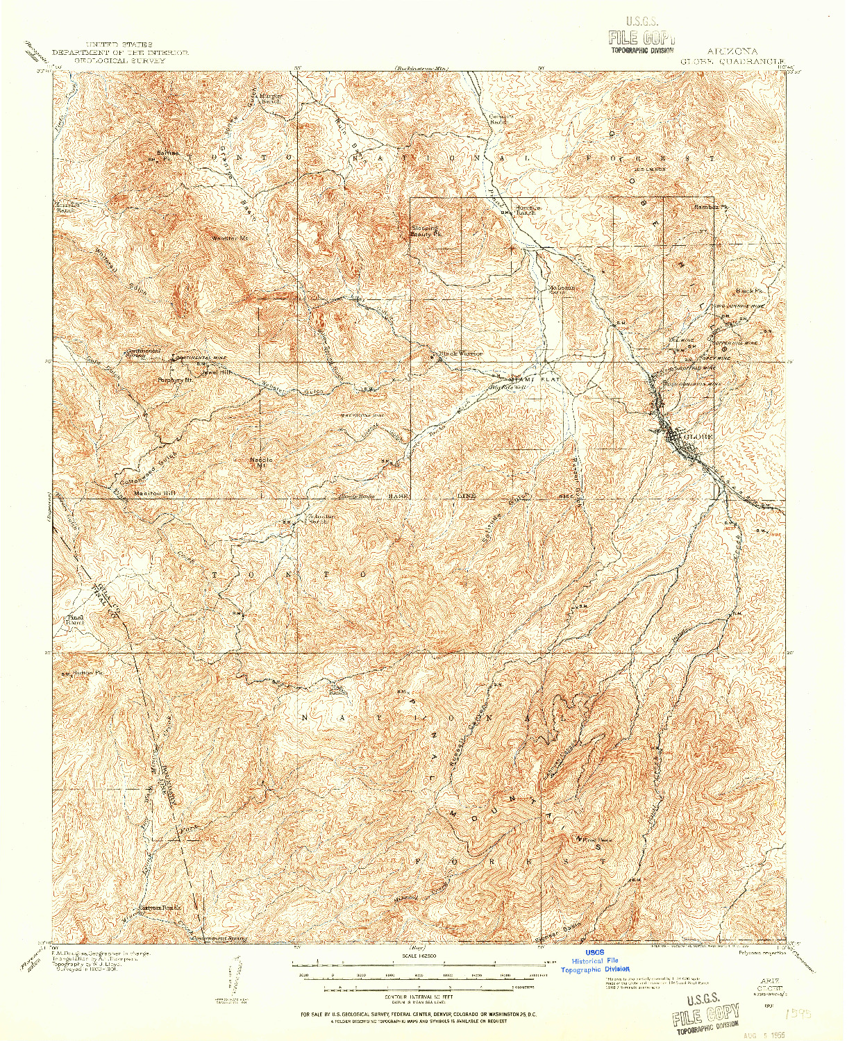 USGS 1:62500-SCALE QUADRANGLE FOR GLOBE, AZ 1901