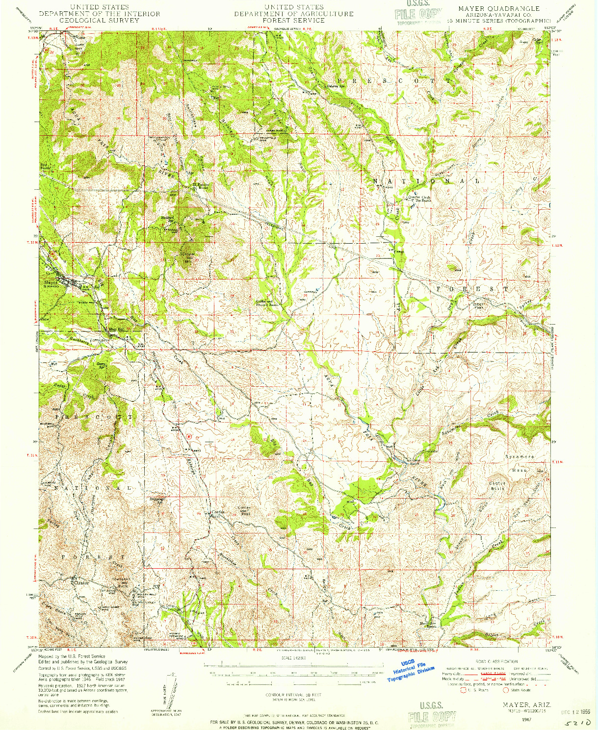USGS 1:62500-SCALE QUADRANGLE FOR MAYER, AZ 1947