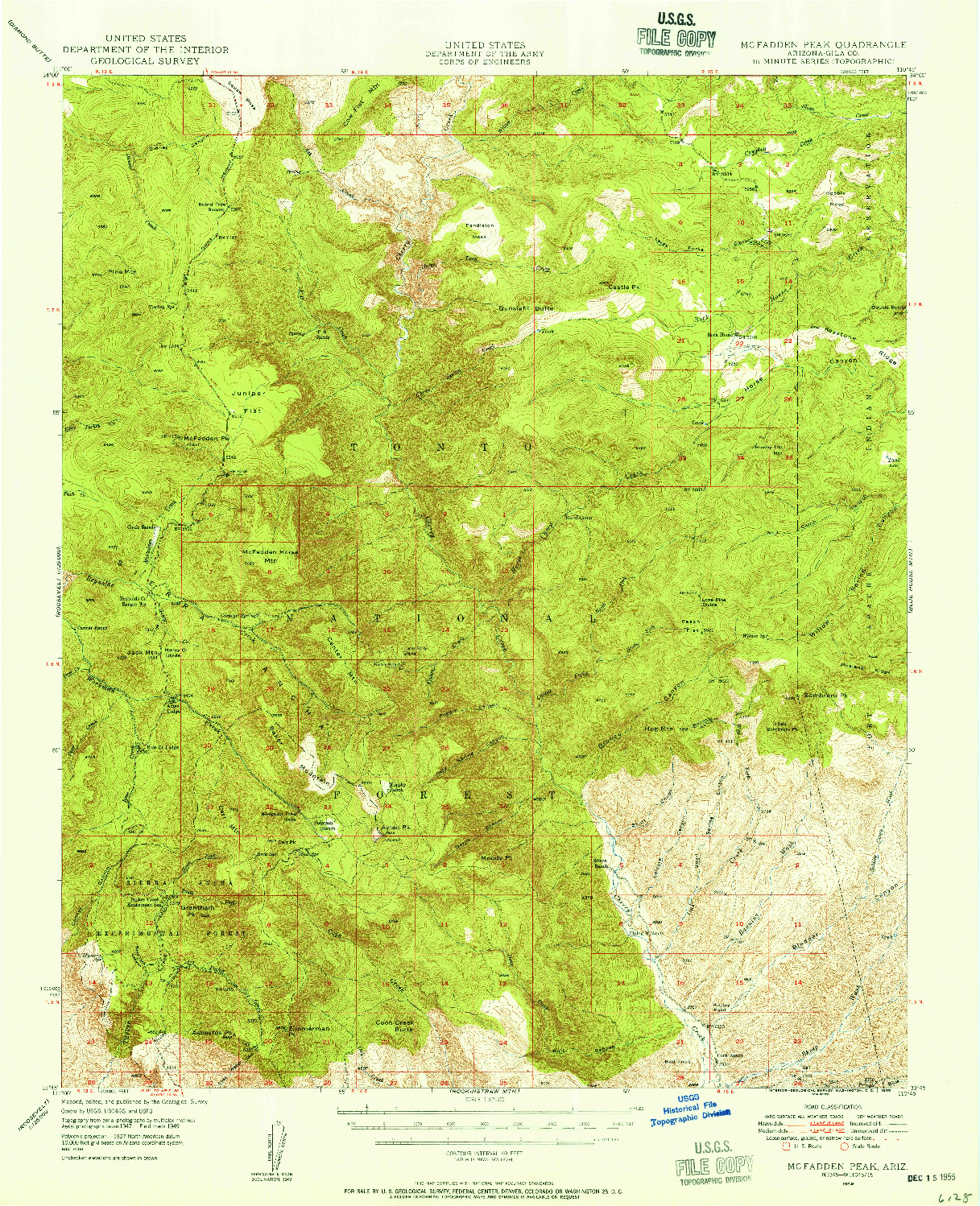 USGS 1:62500-SCALE QUADRANGLE FOR MCFADDEN PEAK, AZ 1949