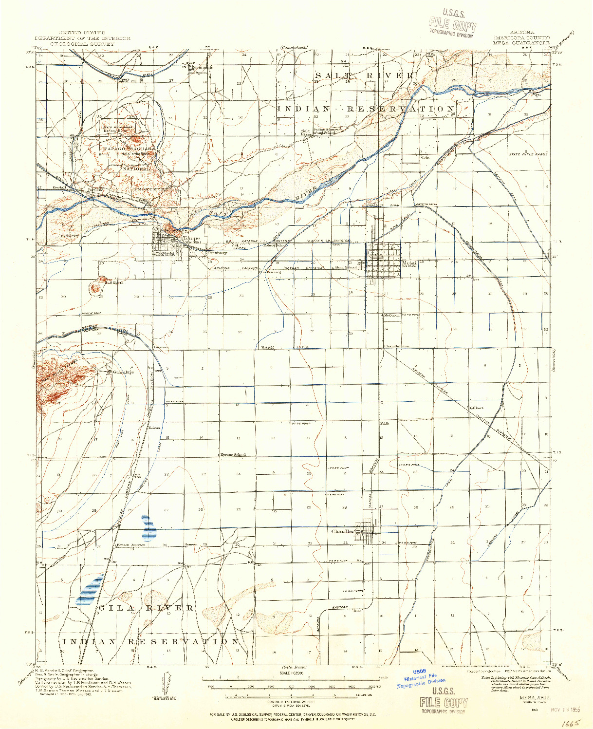 USGS 1:62500-SCALE QUADRANGLE FOR MESA, AZ 1913
