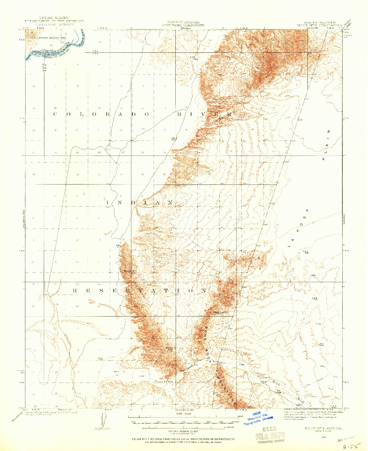 USGS 1:62500-SCALE QUADRANGLE FOR MOON MTN, AZ 1931
