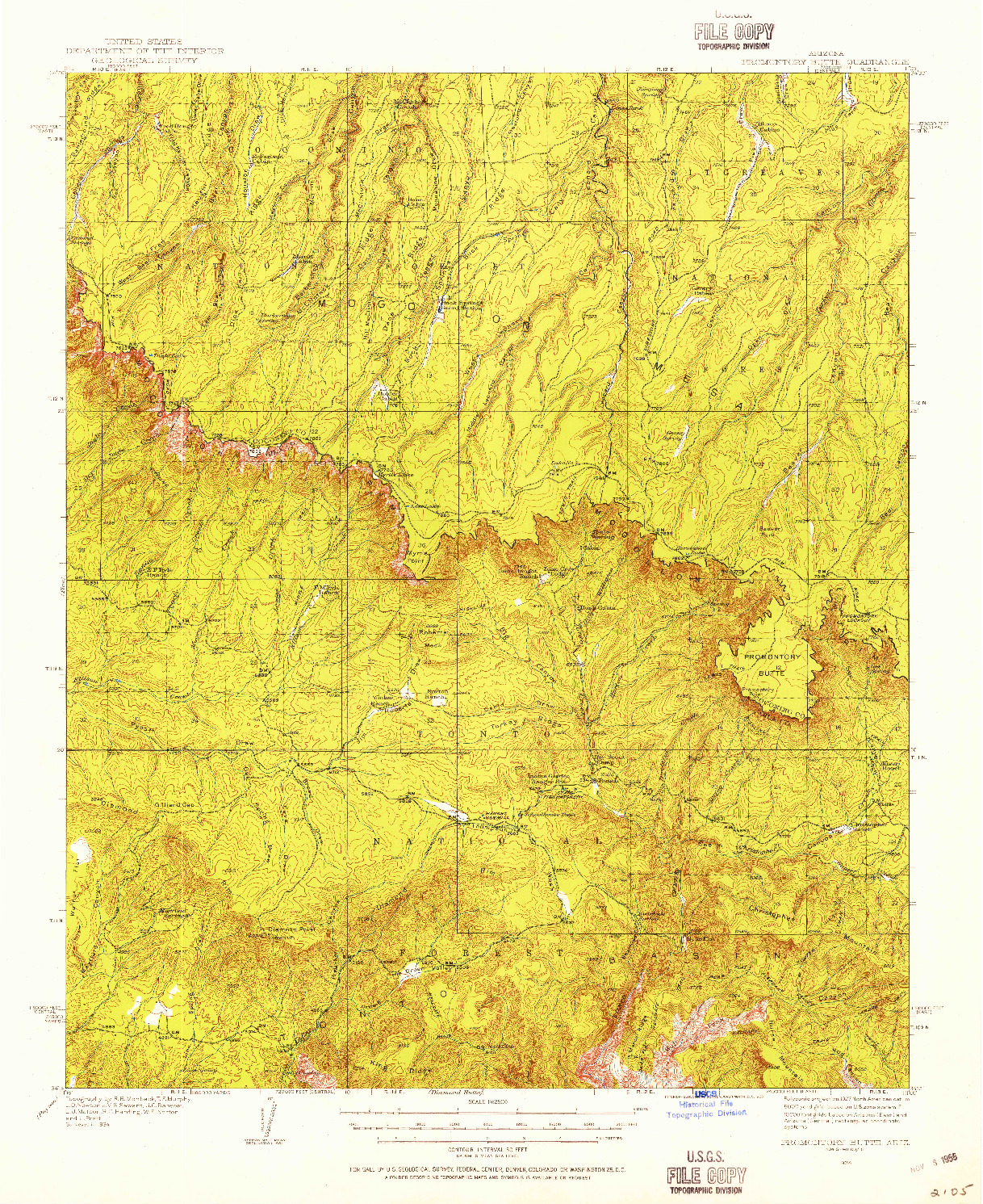 USGS 1:62500-SCALE QUADRANGLE FOR PROMONTORY BUTTE, AZ 1934