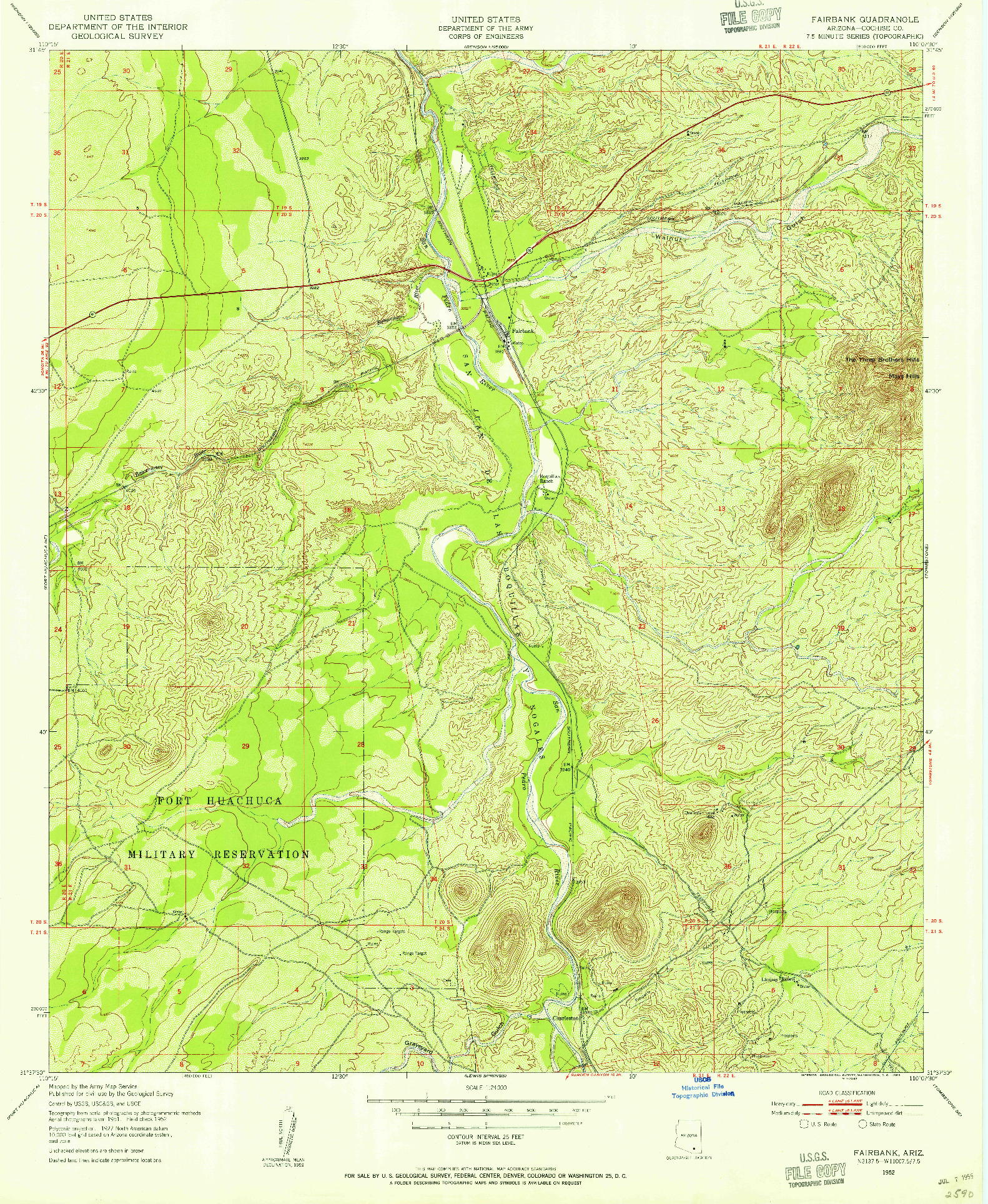 USGS 1:24000-SCALE QUADRANGLE FOR FAIRBANK, AZ 1952