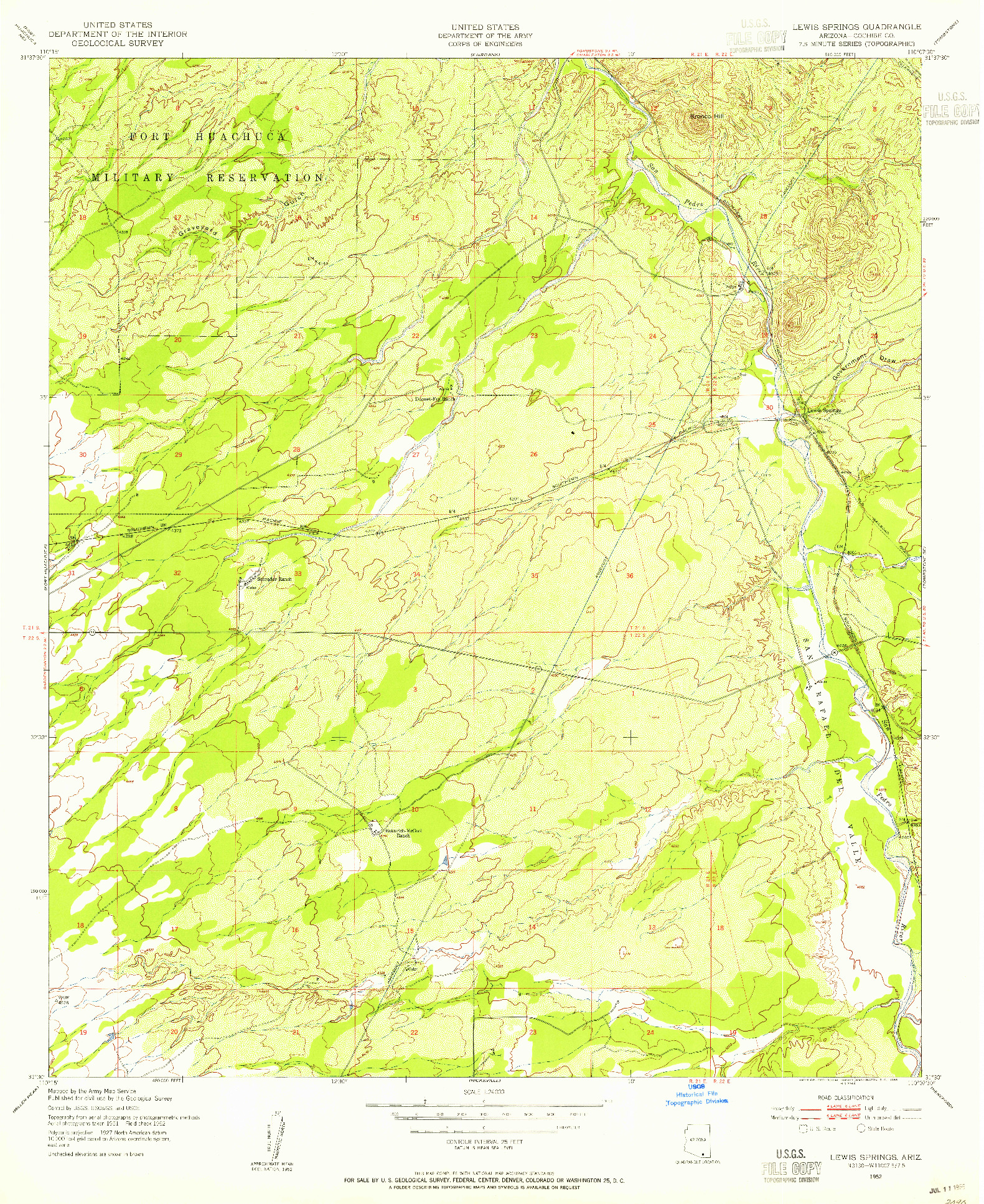 USGS 1:24000-SCALE QUADRANGLE FOR LEWIS SPRINGS, AZ 1952