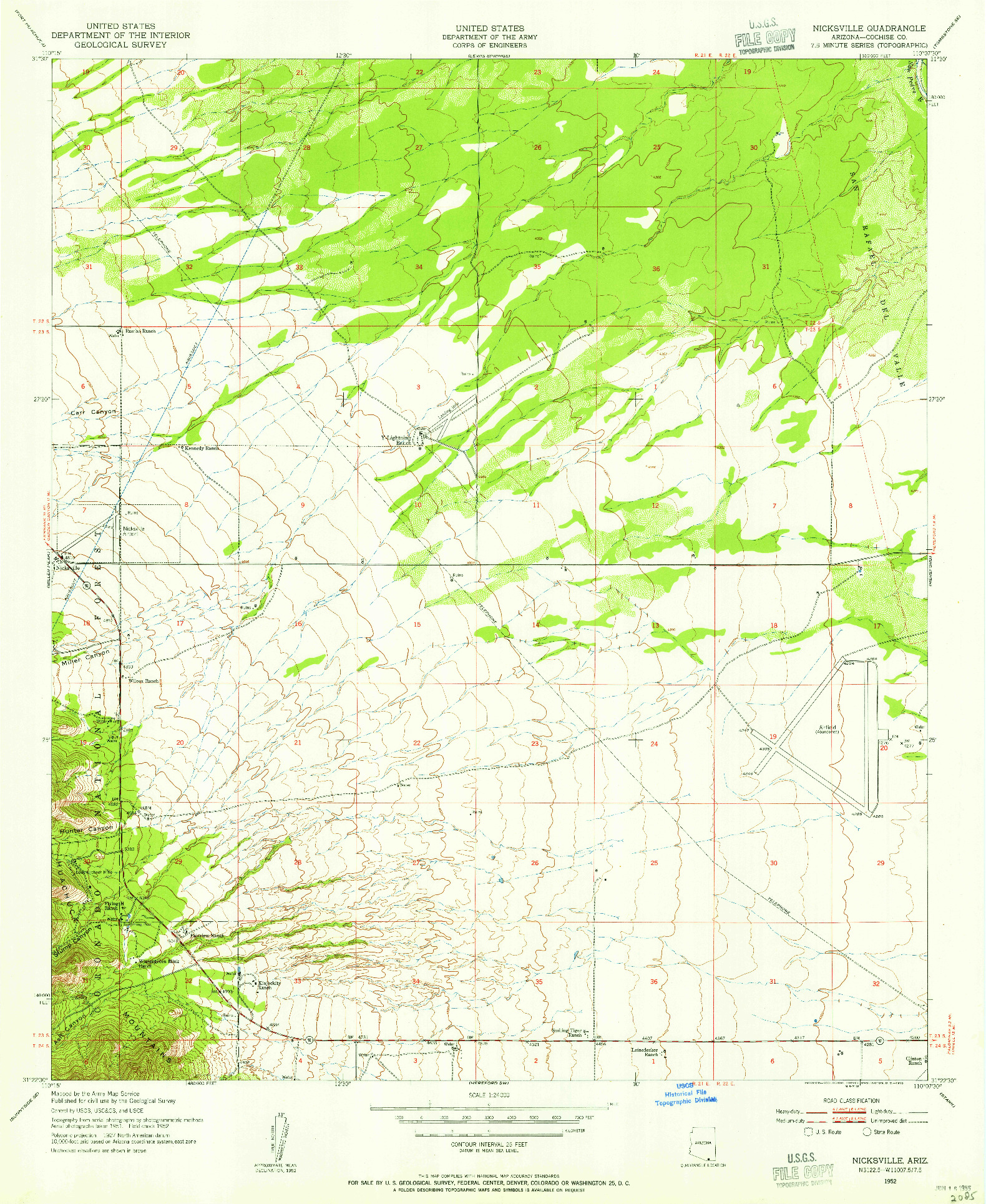 USGS 1:24000-SCALE QUADRANGLE FOR NICKSVILLE, AZ 1952