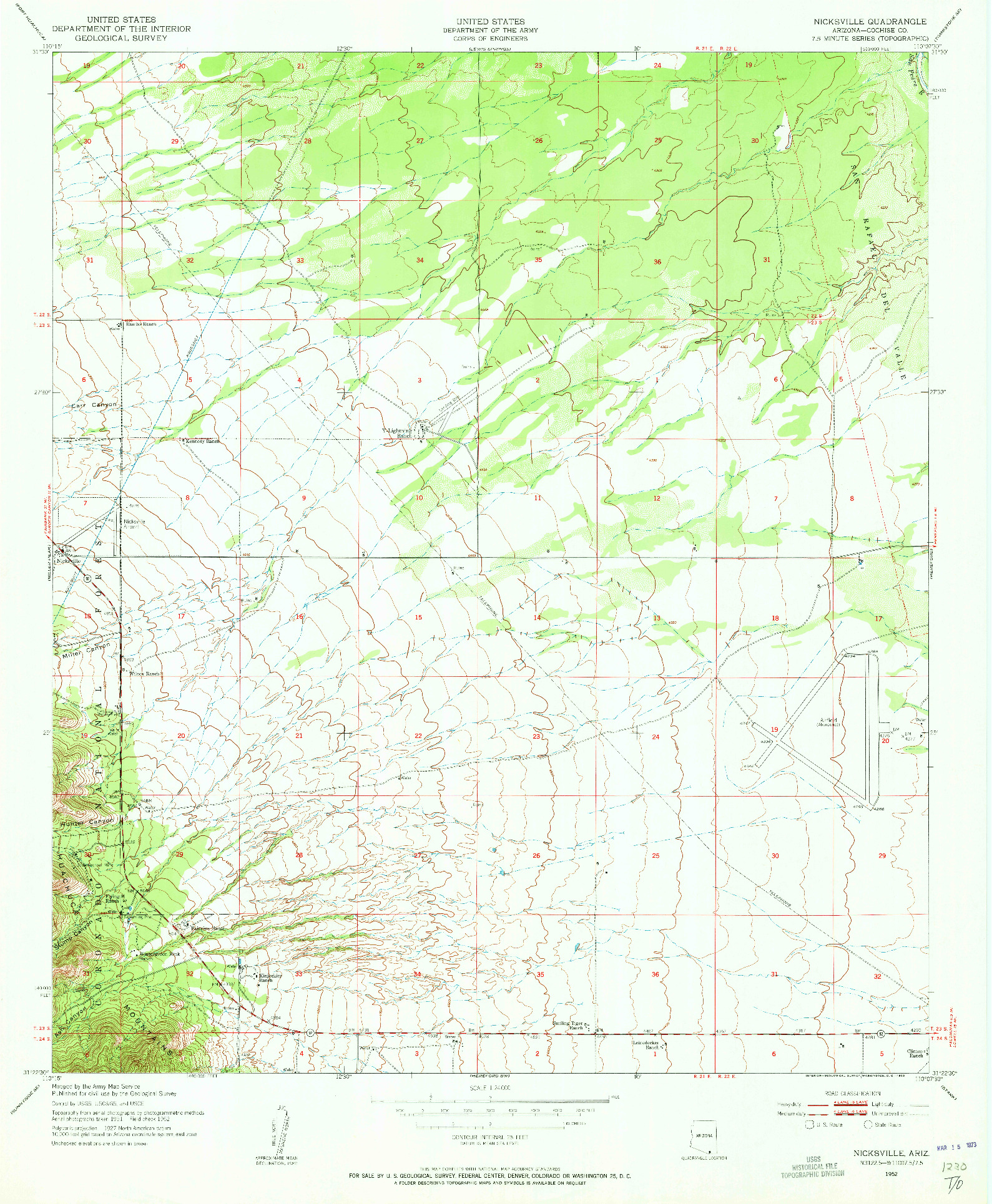 USGS 1:24000-SCALE QUADRANGLE FOR NICKSVILLE, AZ 1952