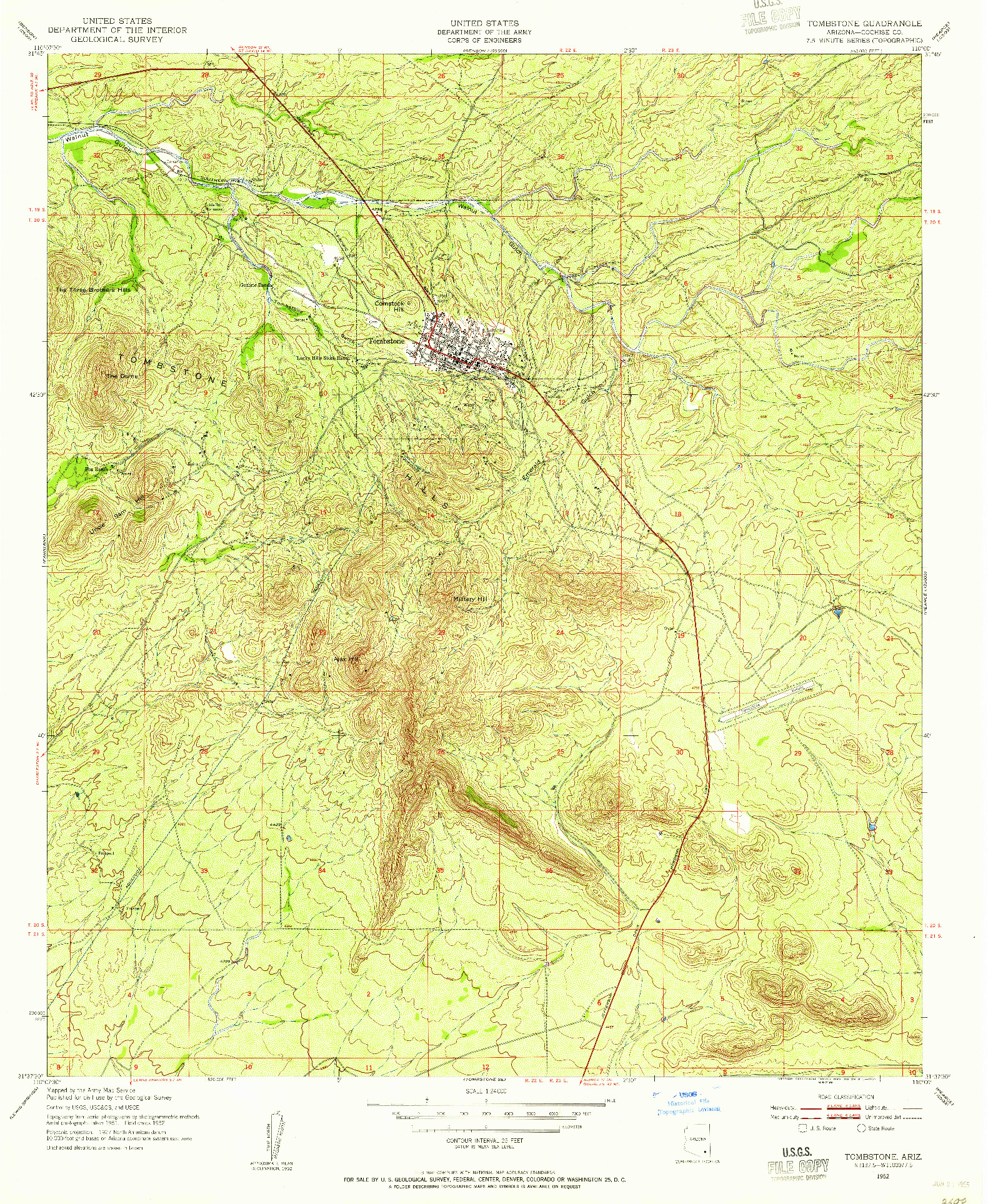 USGS 1:24000-SCALE QUADRANGLE FOR TOMBSTONE, AZ 1952