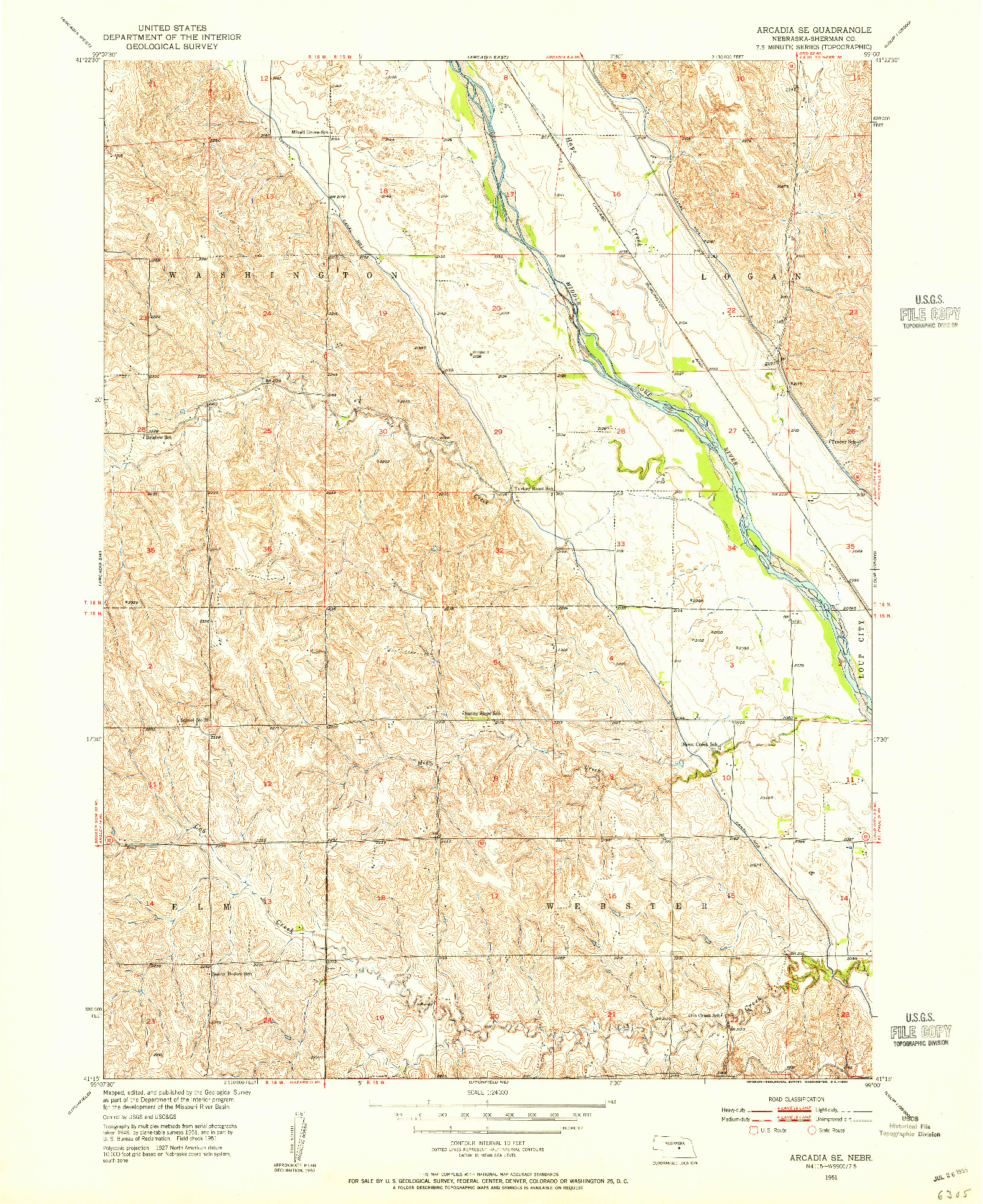 USGS 1:24000-SCALE QUADRANGLE FOR ARCADIA SE, NE 1951