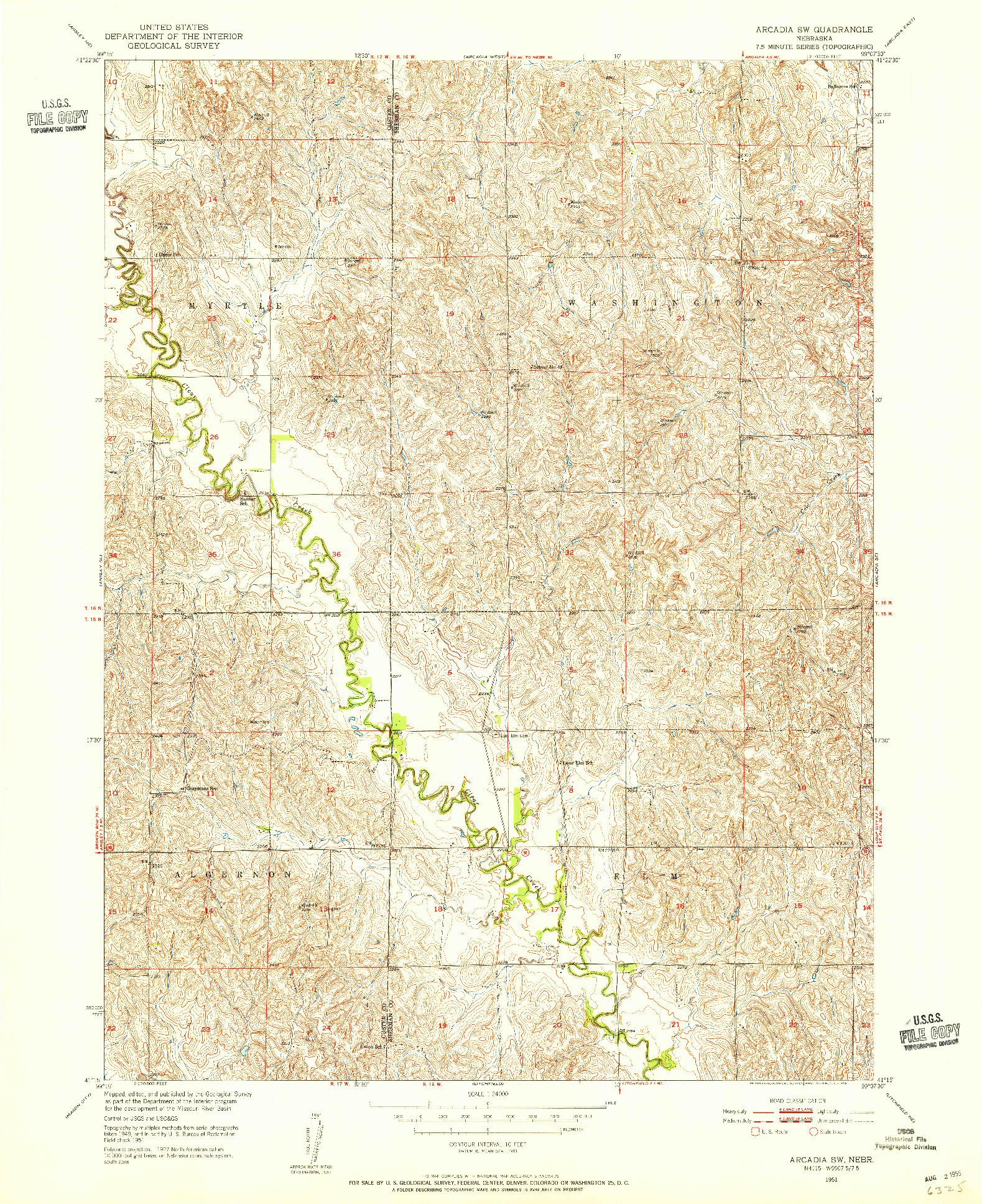 USGS 1:24000-SCALE QUADRANGLE FOR ARCADIA SW, NE 1951