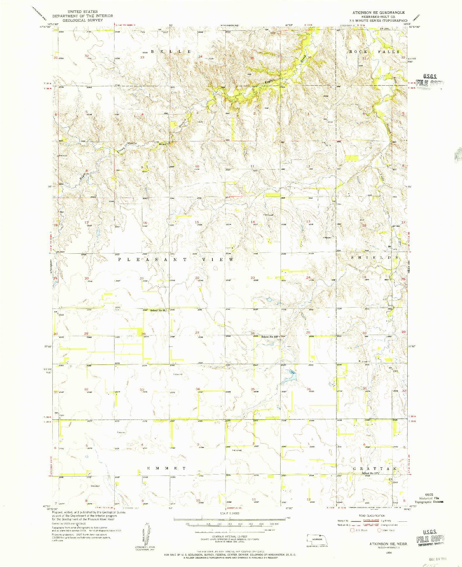 USGS 1:24000-SCALE QUADRANGLE FOR ATKINSON SE, NE 1954