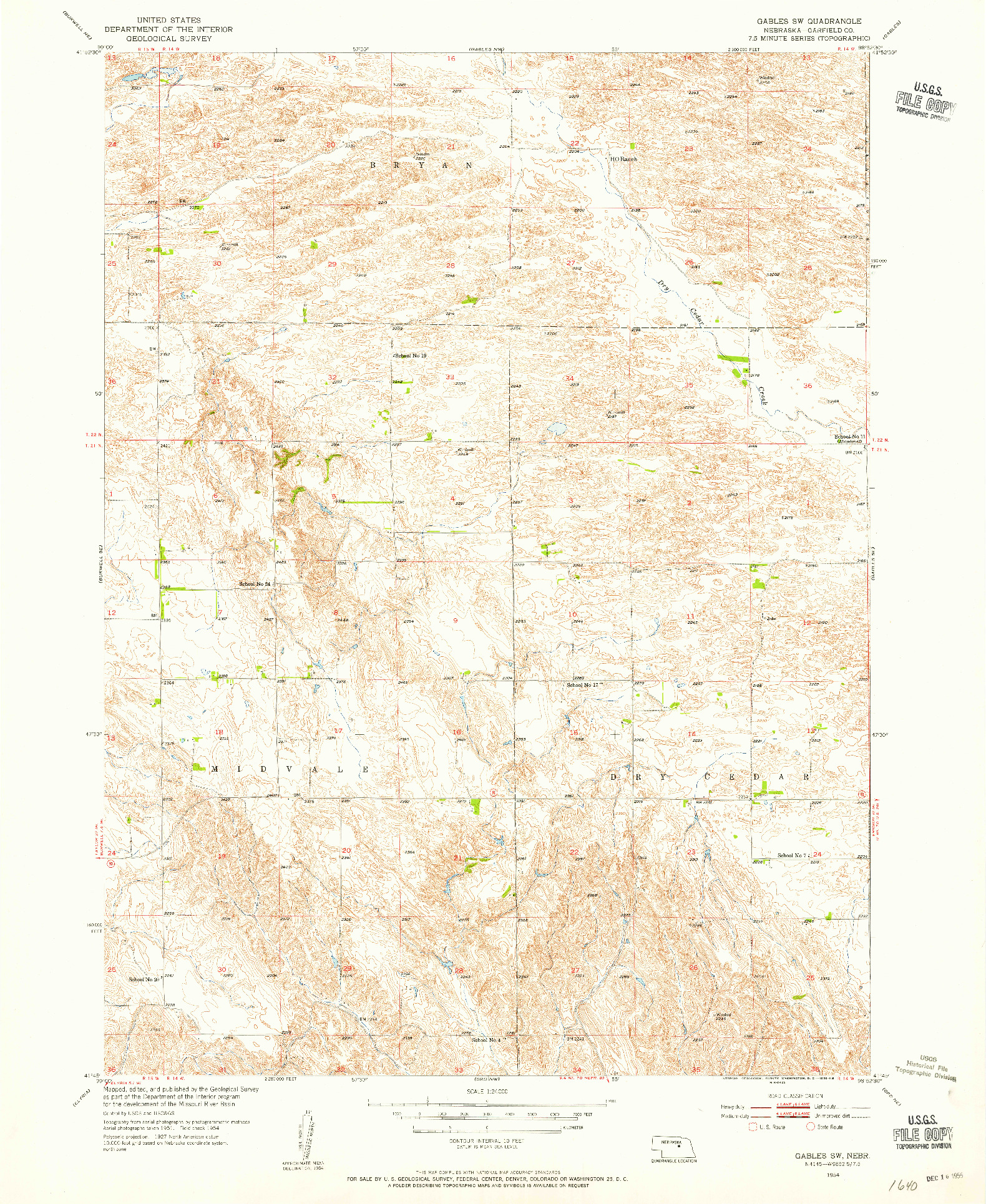 USGS 1:24000-SCALE QUADRANGLE FOR GABLES SW, NE 1954