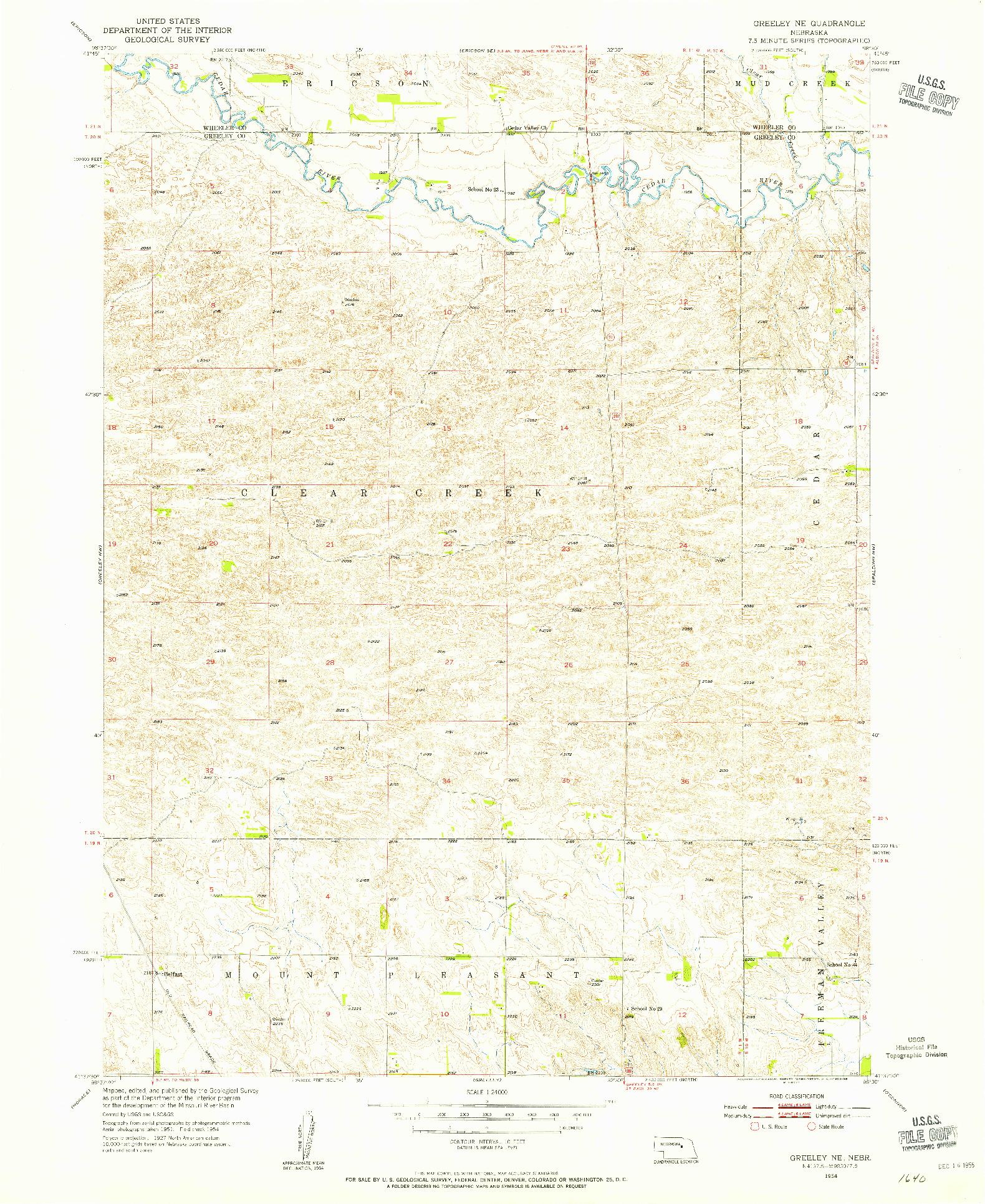 USGS 1:24000-SCALE QUADRANGLE FOR GREELEY NE, NE 1954