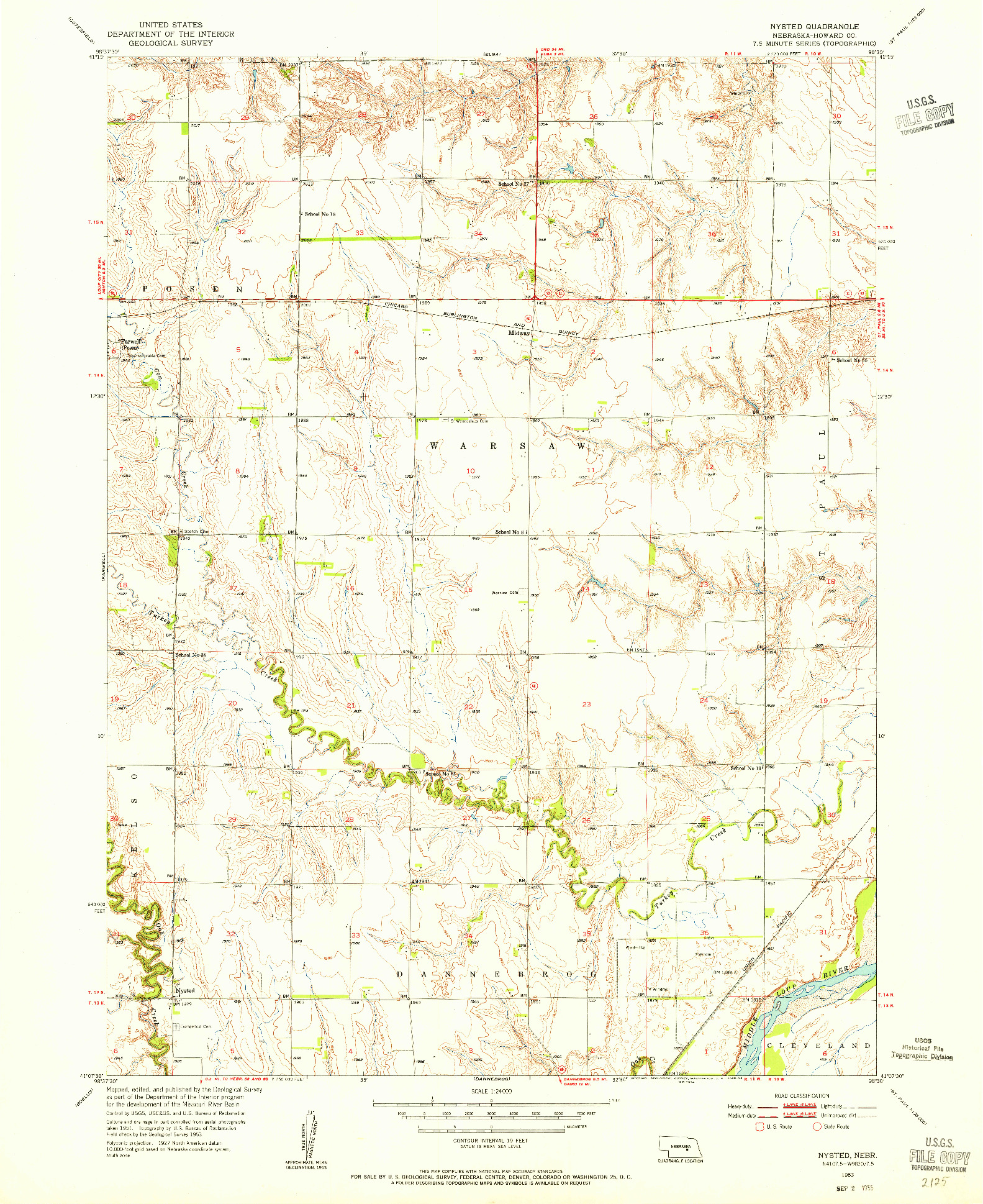 USGS 1:24000-SCALE QUADRANGLE FOR NYSTED, NE 1953