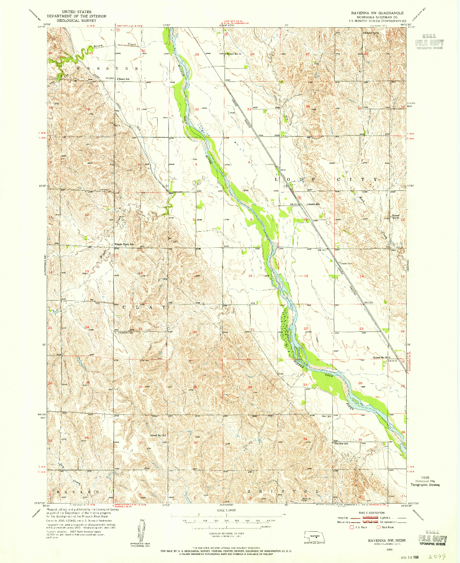 USGS 1:24000-SCALE QUADRANGLE FOR RAVENNA NW, NE 1953