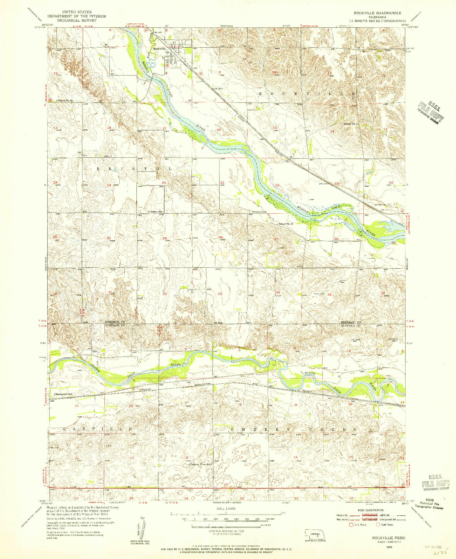USGS 1:24000-SCALE QUADRANGLE FOR ROCKVILLE, NE 1953