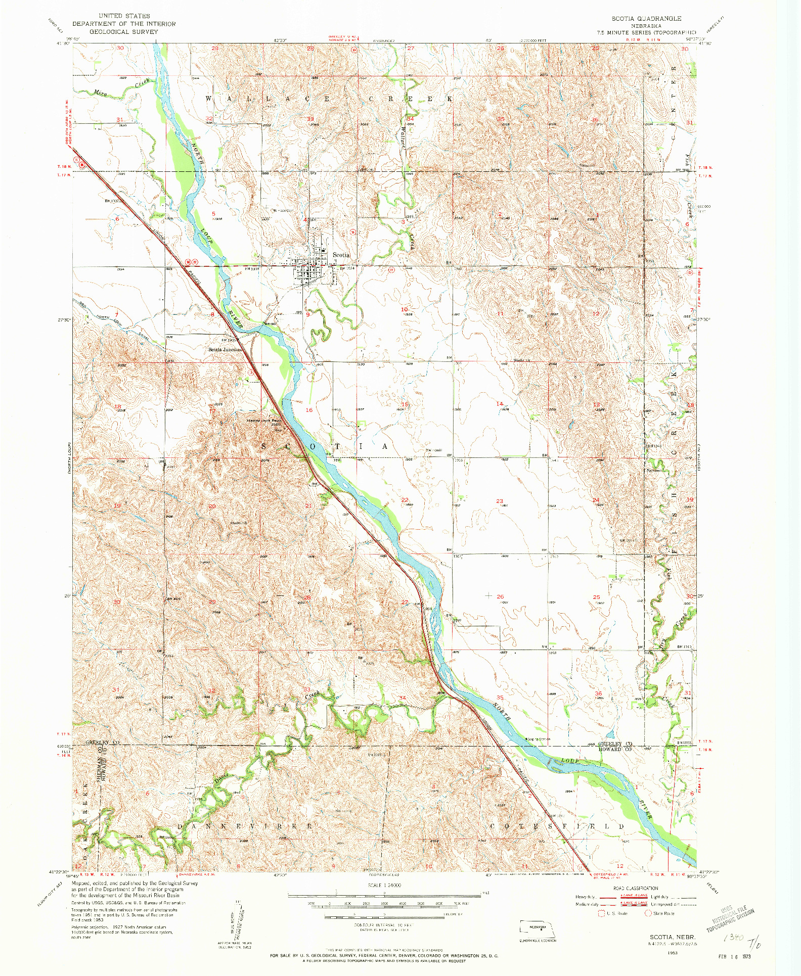 USGS 1:24000-SCALE QUADRANGLE FOR SCOTIA, NE 1953
