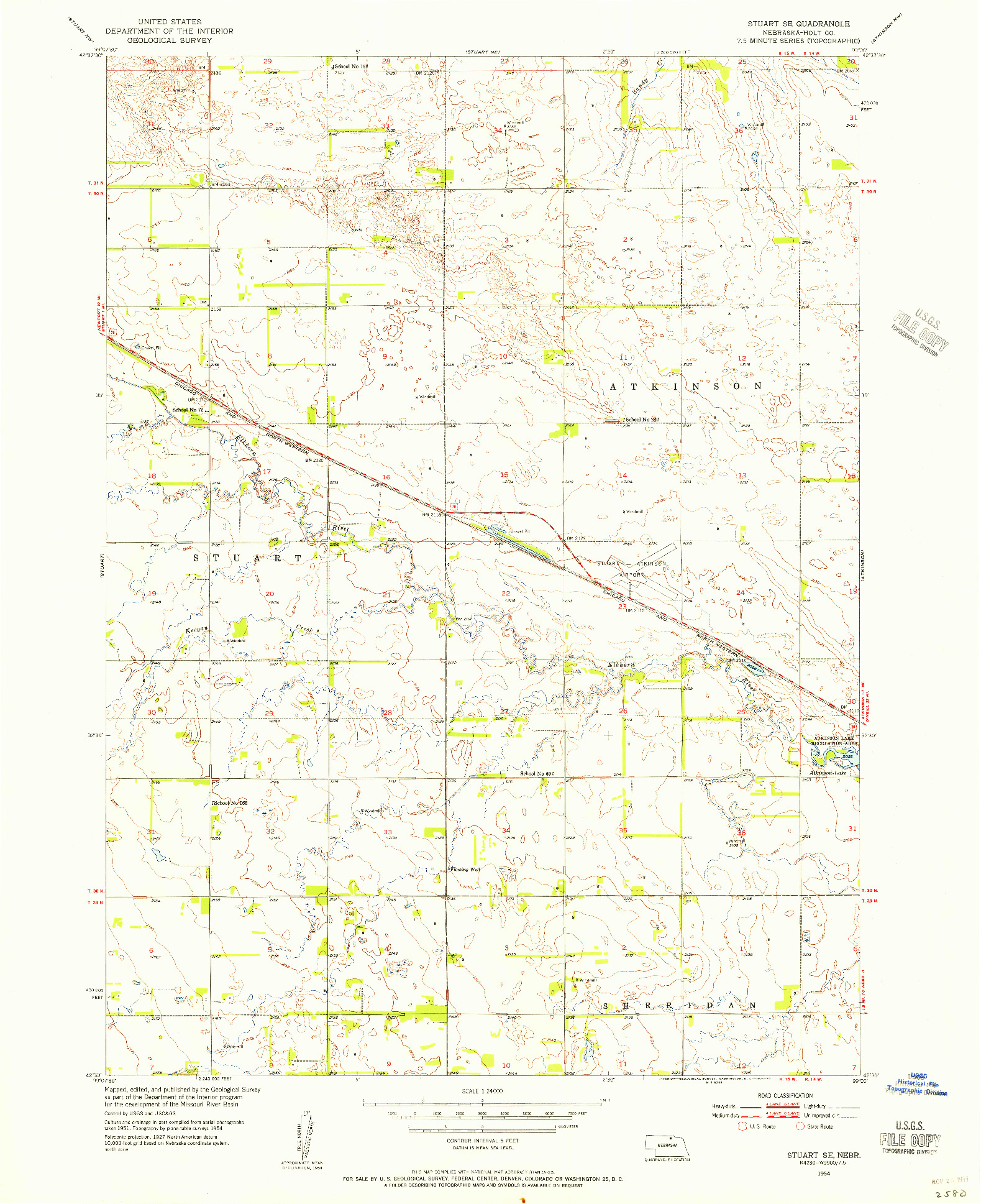 USGS 1:24000-SCALE QUADRANGLE FOR STUART SE, NE 1954