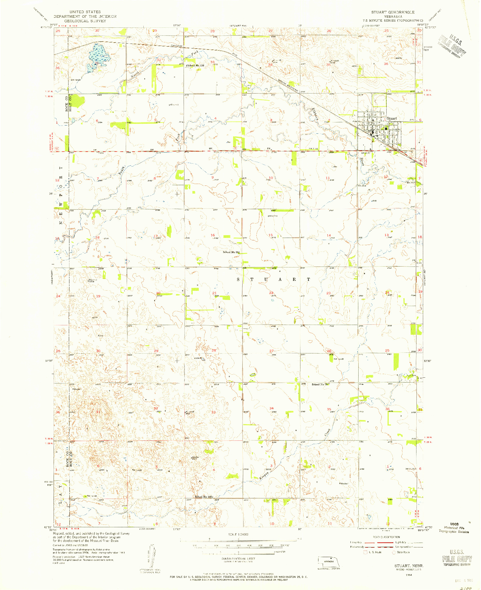 USGS 1:24000-SCALE QUADRANGLE FOR STUART, NE 1954