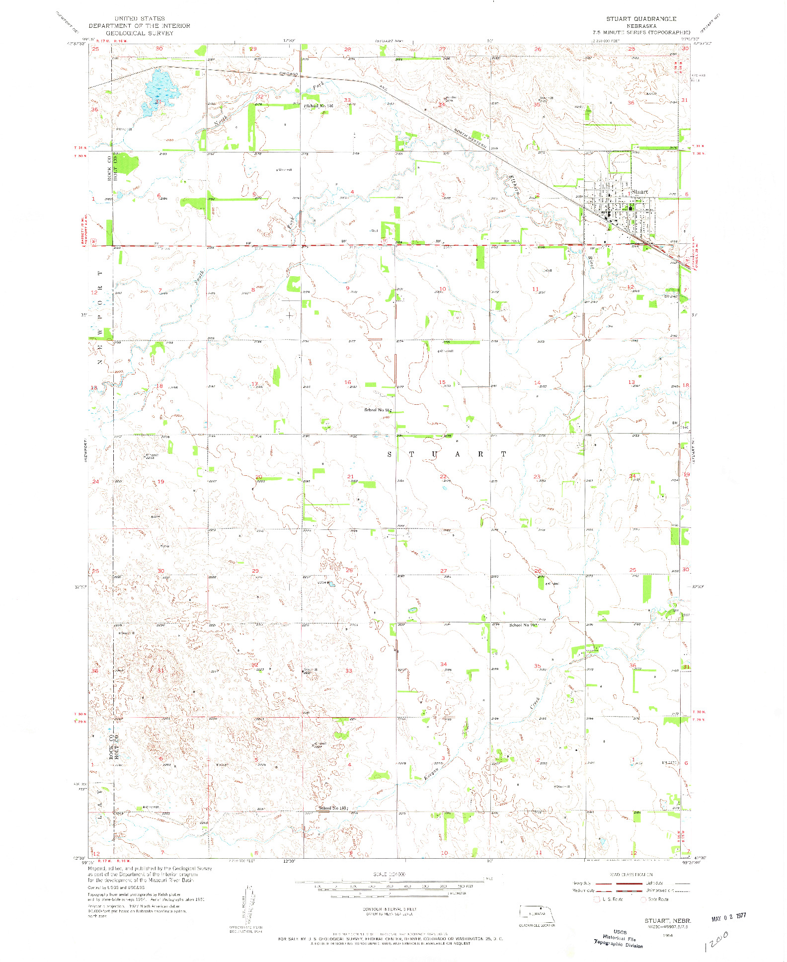 USGS 1:24000-SCALE QUADRANGLE FOR STUART, NE 1954