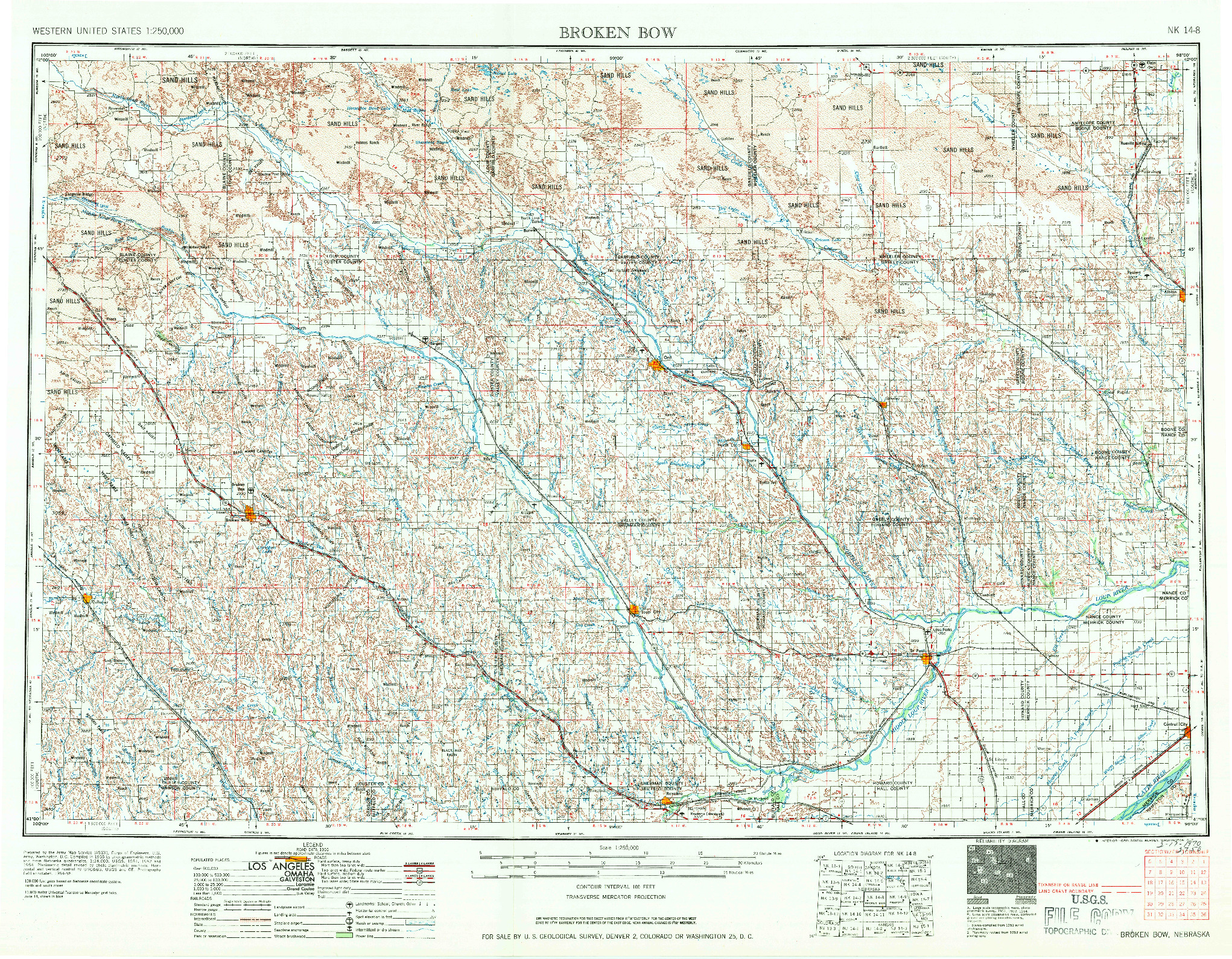 USGS 1:250000-SCALE QUADRANGLE FOR BROKEN BOW, NE 1955