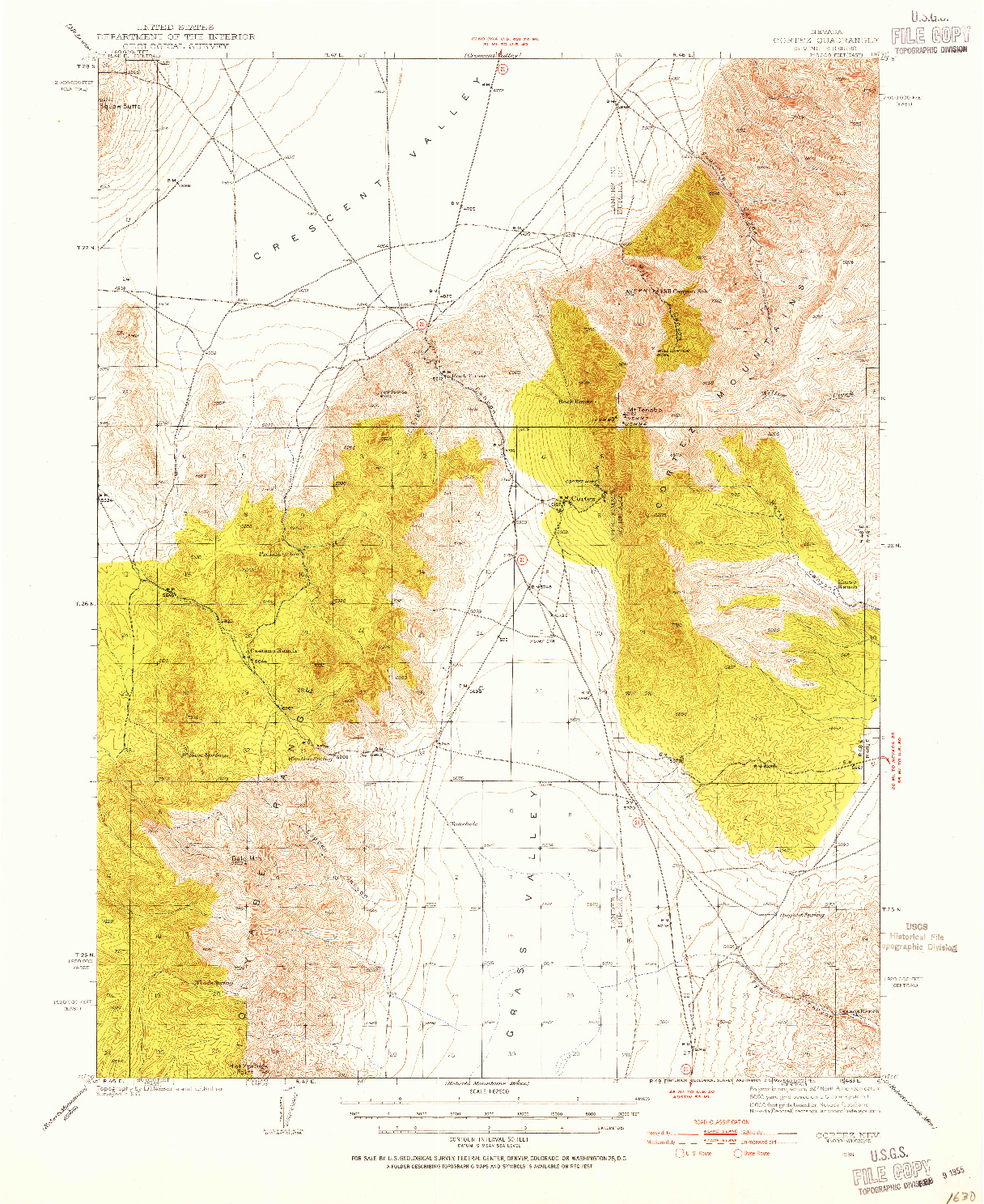 USGS 1:62500-SCALE QUADRANGLE FOR CORTEZ, NV 1938