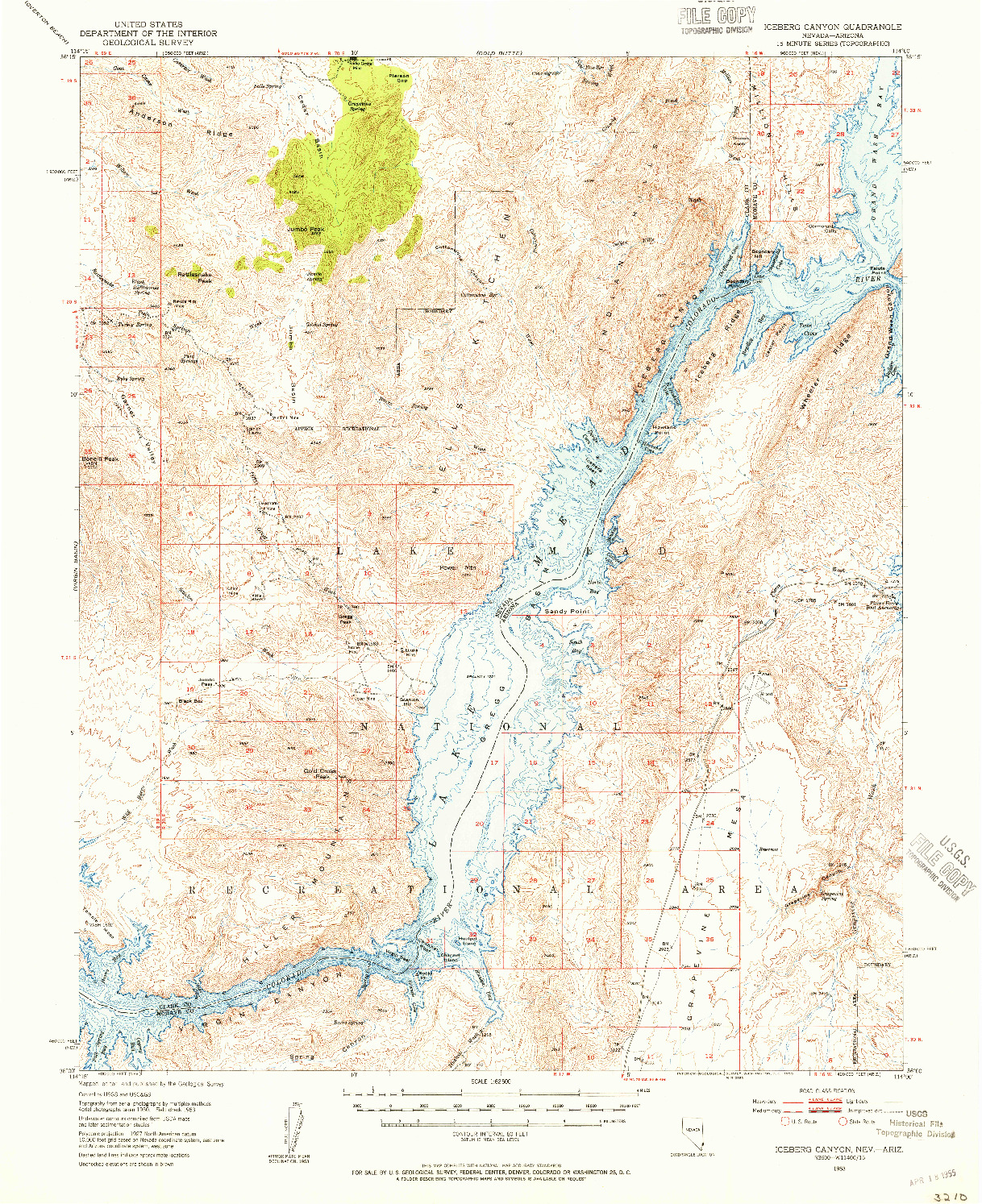 USGS 1:62500-SCALE QUADRANGLE FOR ICEBERG CANYON, NV 1953