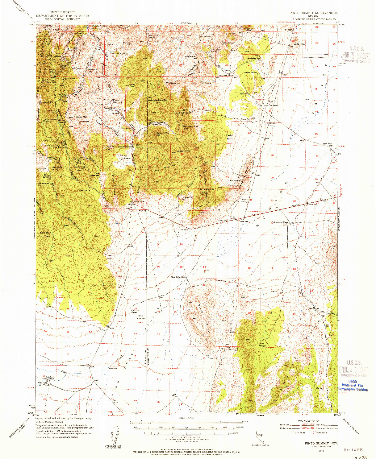 USGS 1:62500-SCALE QUADRANGLE FOR PINTO SUMMIT, NV 1953