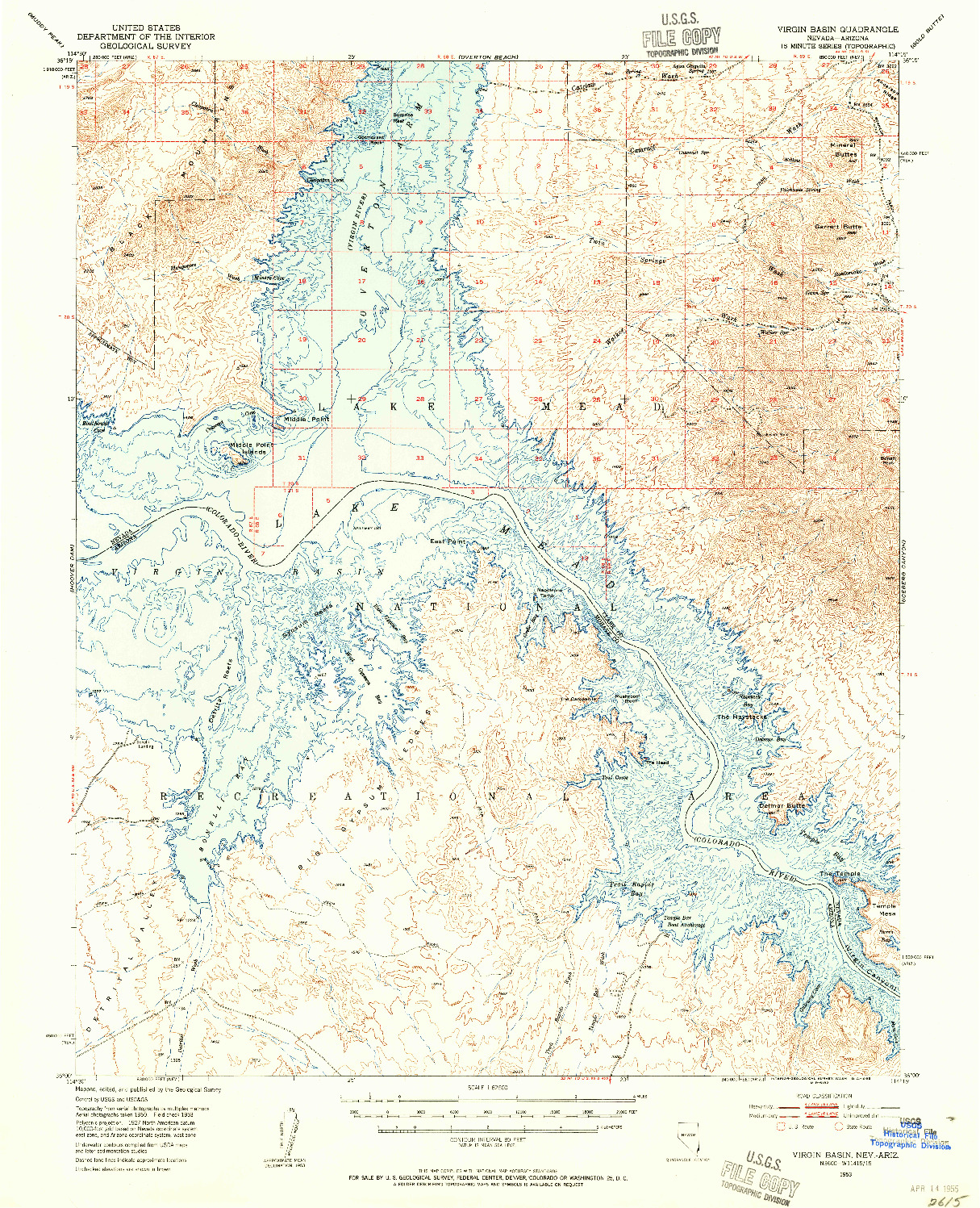 USGS 1:62500-SCALE QUADRANGLE FOR VIRGIN BASIN, NV 1953