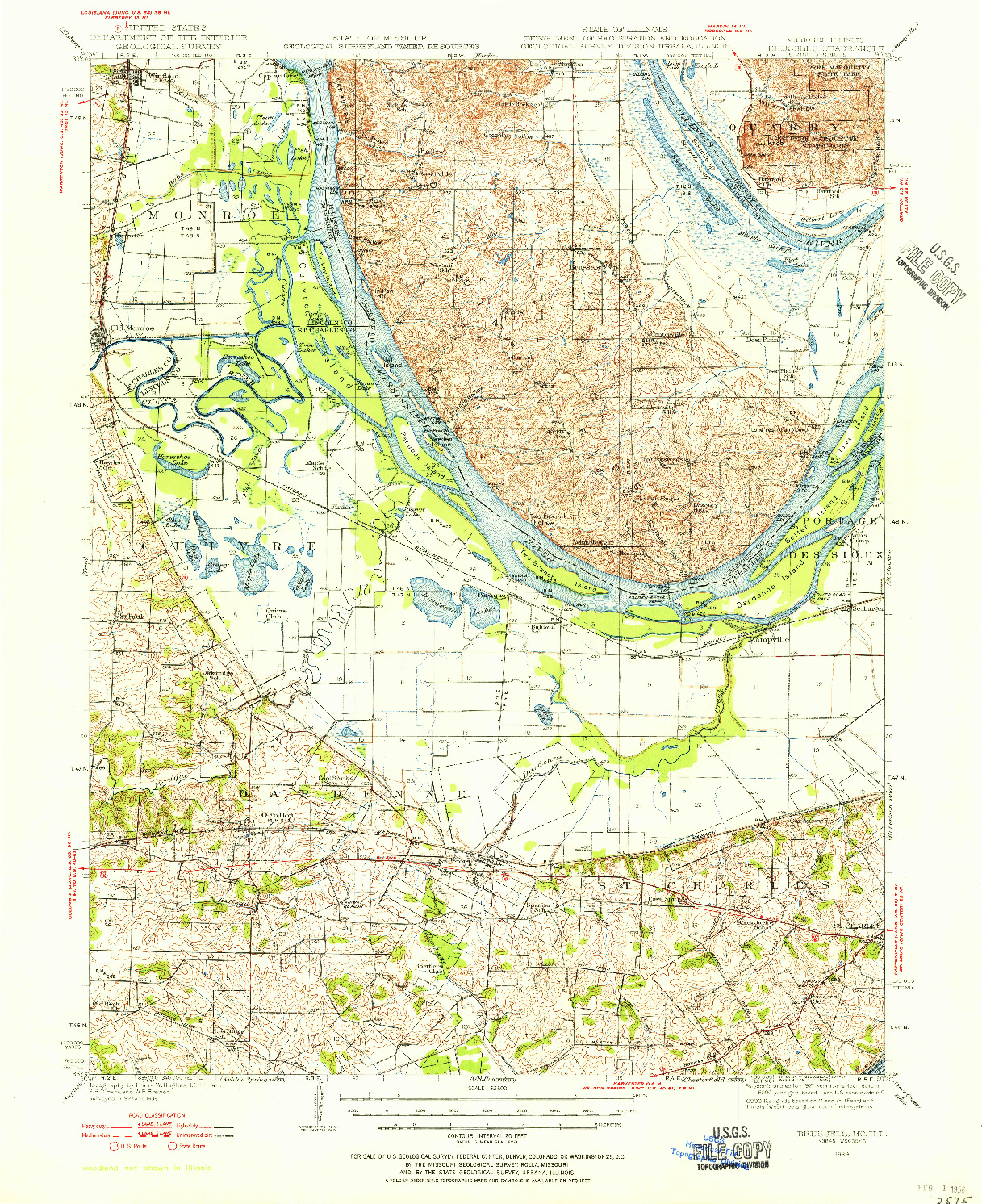 USGS 1:62500-SCALE QUADRANGLE FOR BRUSSELS, MO 1939