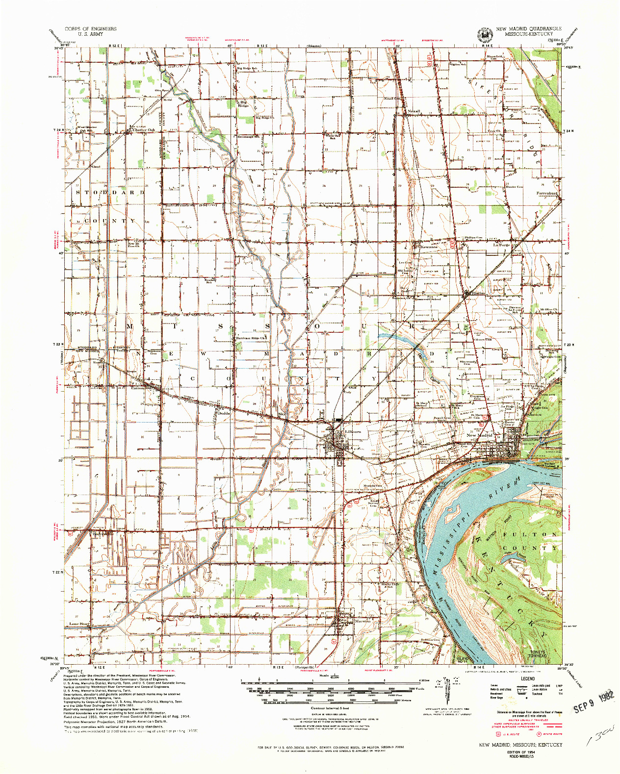 USGS 1:62500-SCALE QUADRANGLE FOR NEW MADRID, MO 1954