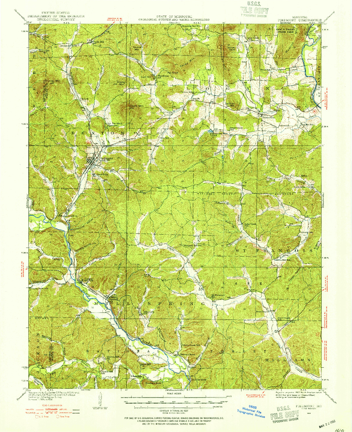 USGS 1:62500-SCALE QUADRANGLE FOR PIEDMONT, MO 1932