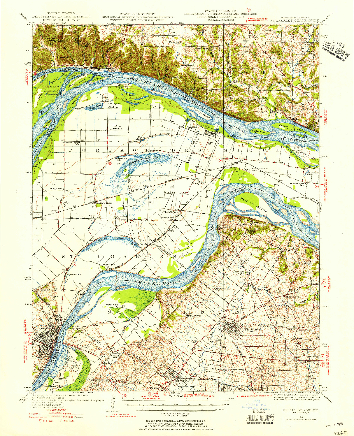 USGS 1:62500-SCALE QUADRANGLE FOR ST. CHARLES, MO 1927