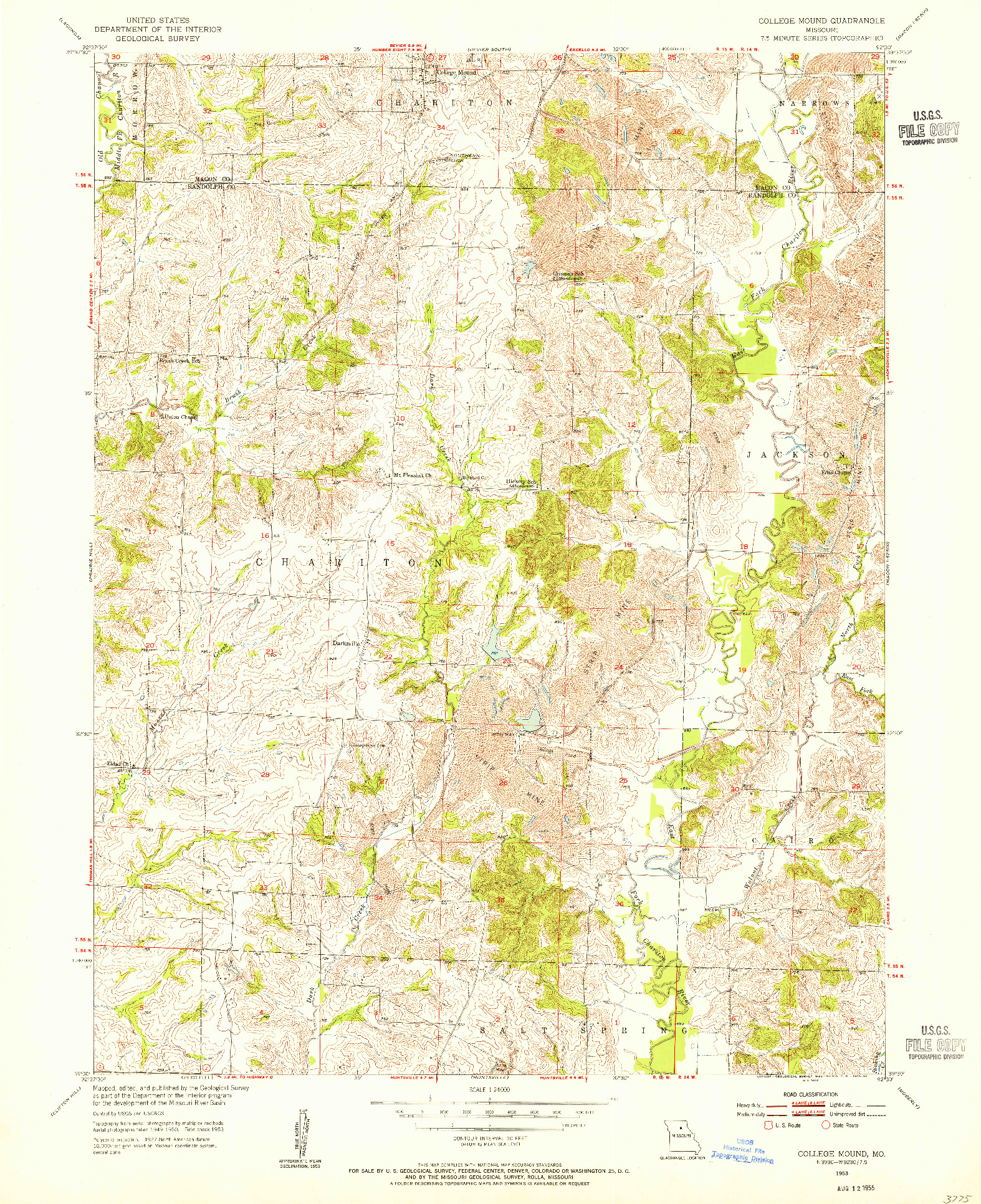 USGS 1:24000-SCALE QUADRANGLE FOR COLLEGE MOUND, MO 1953