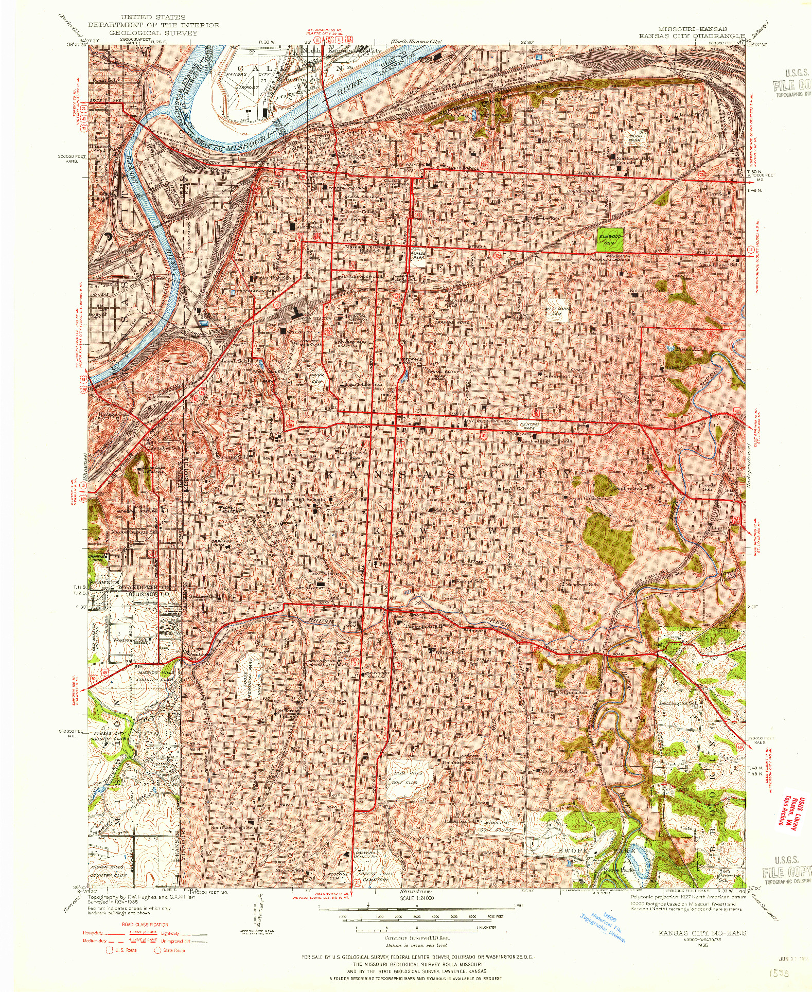 USGS 1:24000-SCALE QUADRANGLE FOR KANSAS CITY, MO 1935