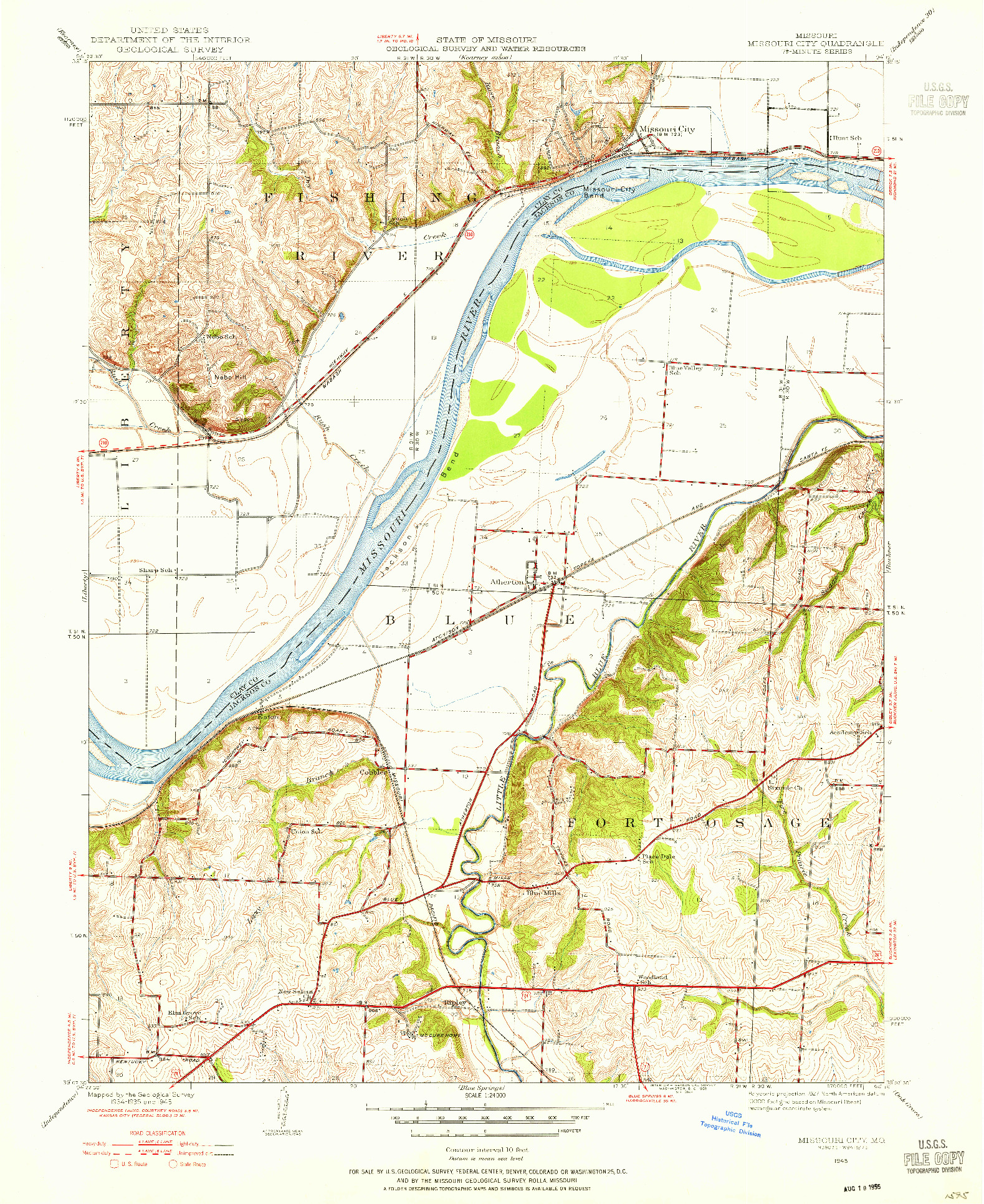 USGS 1:24000-SCALE QUADRANGLE FOR MISSOURI CITY, MO 1945