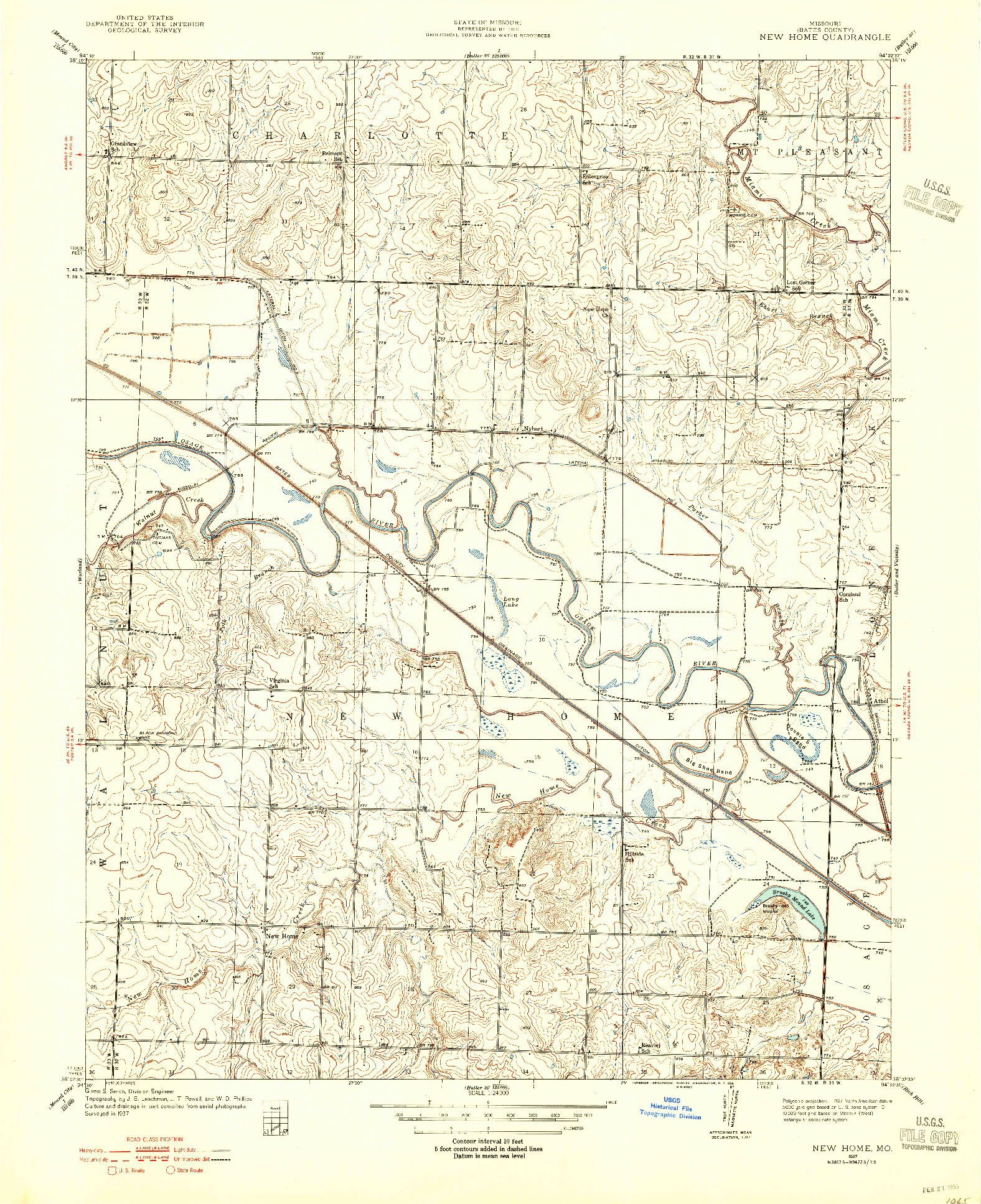 USGS 1:24000-SCALE QUADRANGLE FOR NEW HOME, MO 1937