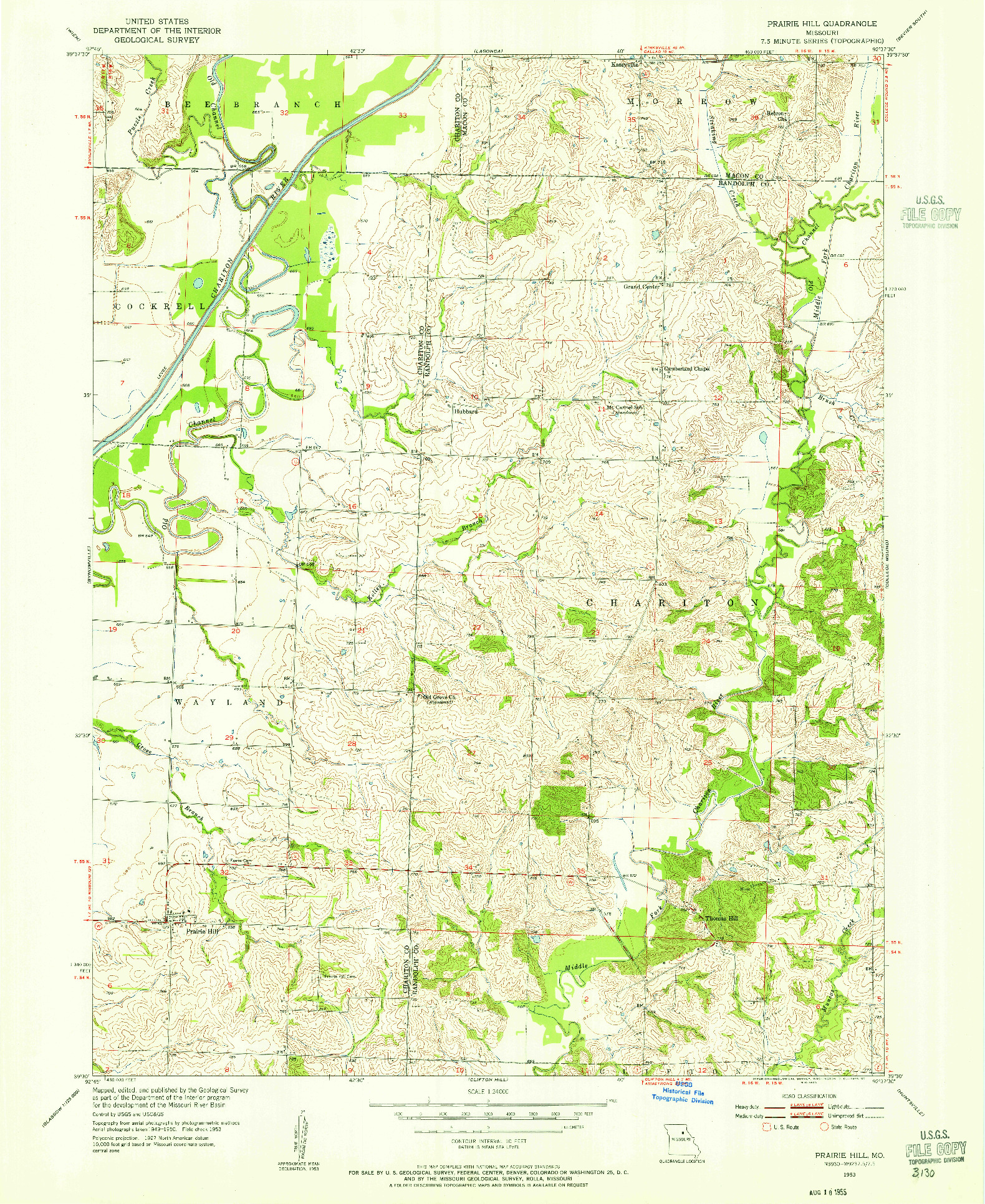 USGS 1:24000-SCALE QUADRANGLE FOR PRAIRIE HILL, MO 1953