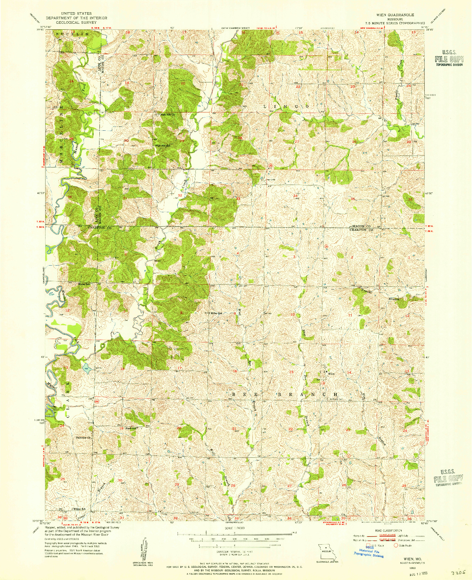 USGS 1:24000-SCALE QUADRANGLE FOR WIEN, MO 1953