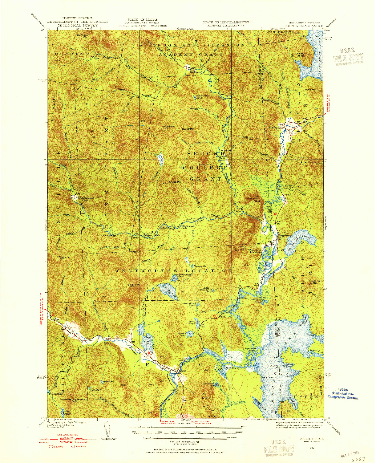 USGS 1:62500-SCALE QUADRANGLE FOR ERROL, NH 1930